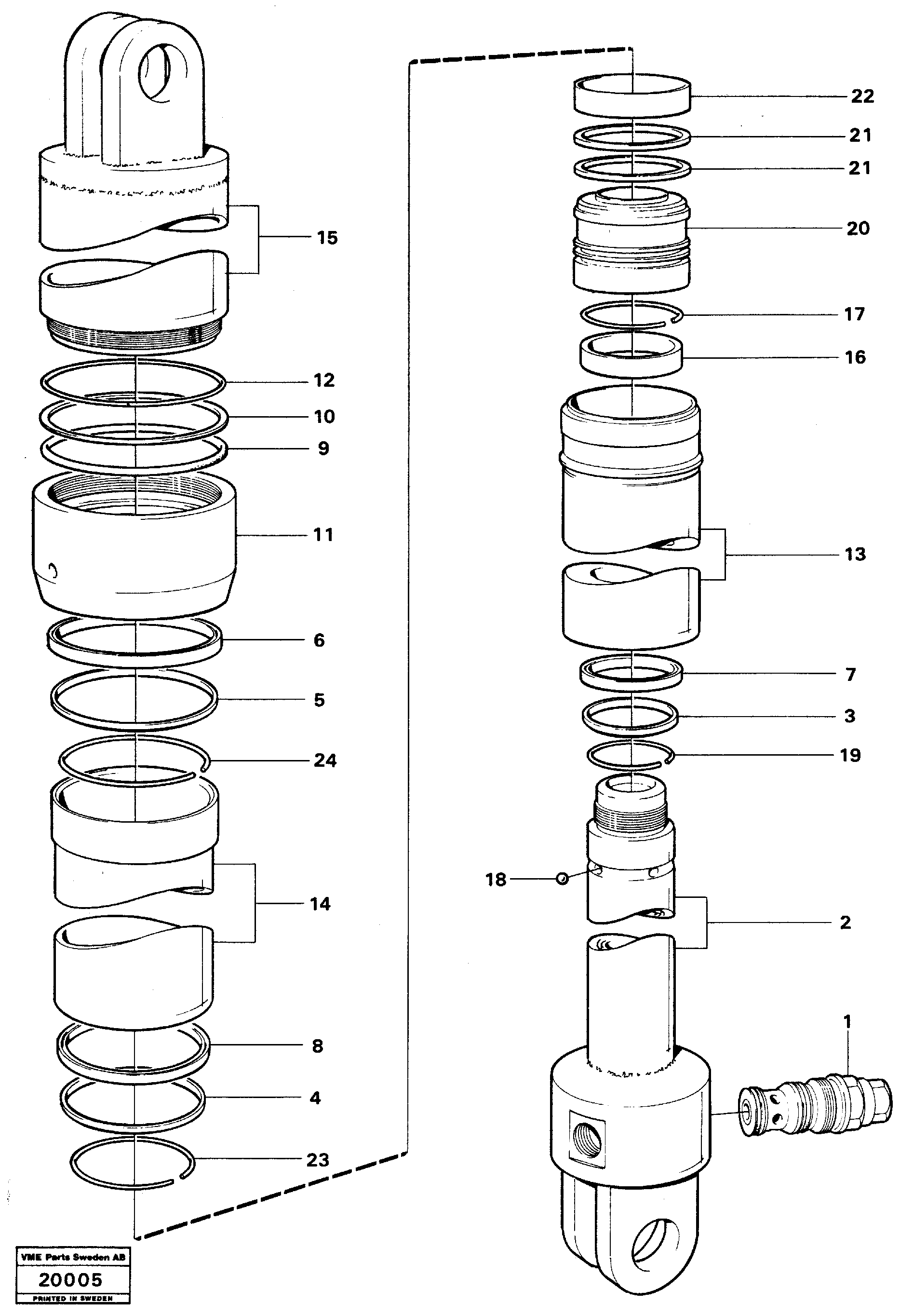 Tipping cylinder 4 x 4 Tillv Nr 5599 - — volvo parts diagram