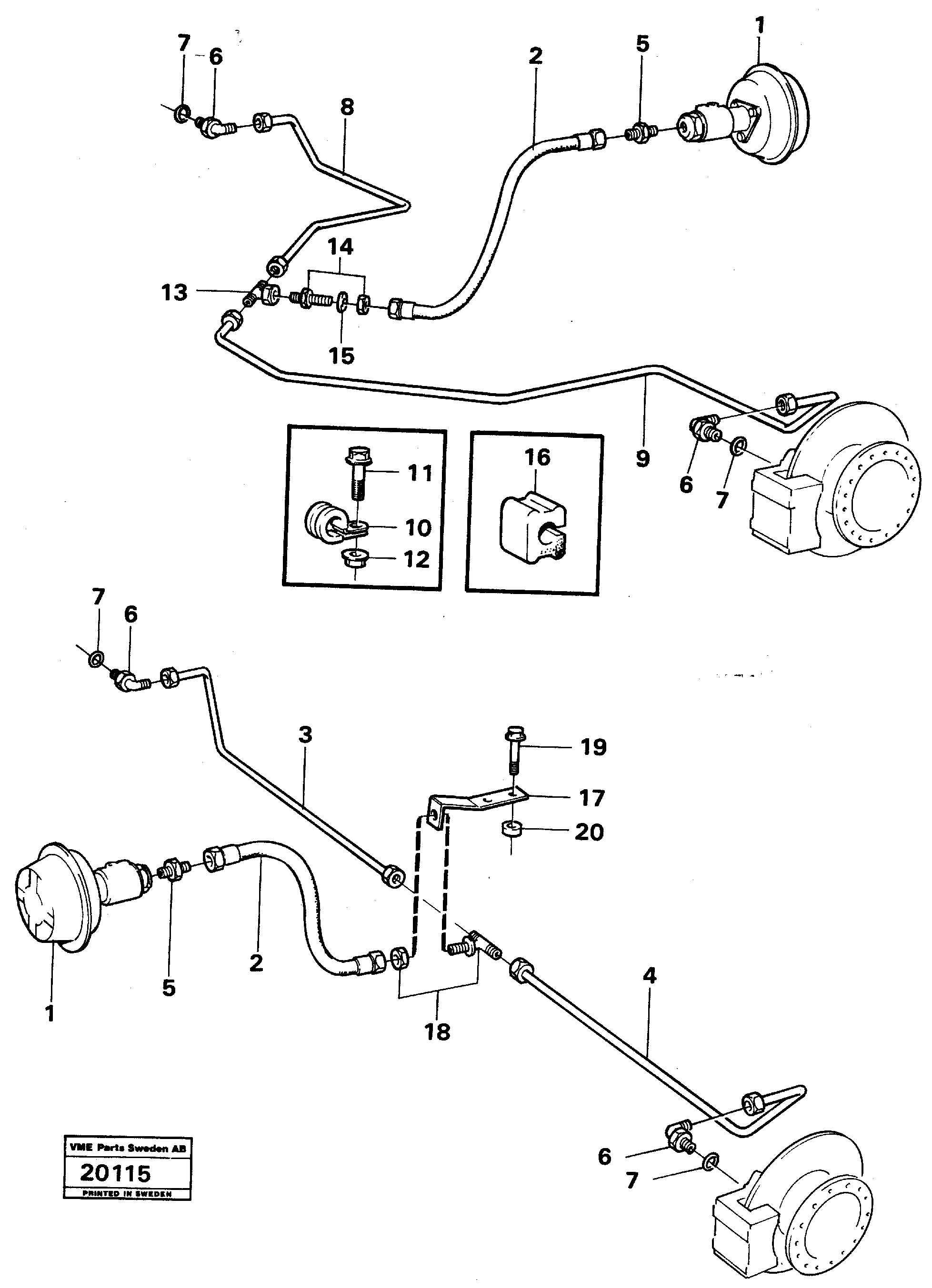 Hydraulic brake system trailer 6 X 4 — volvo parts diagram
