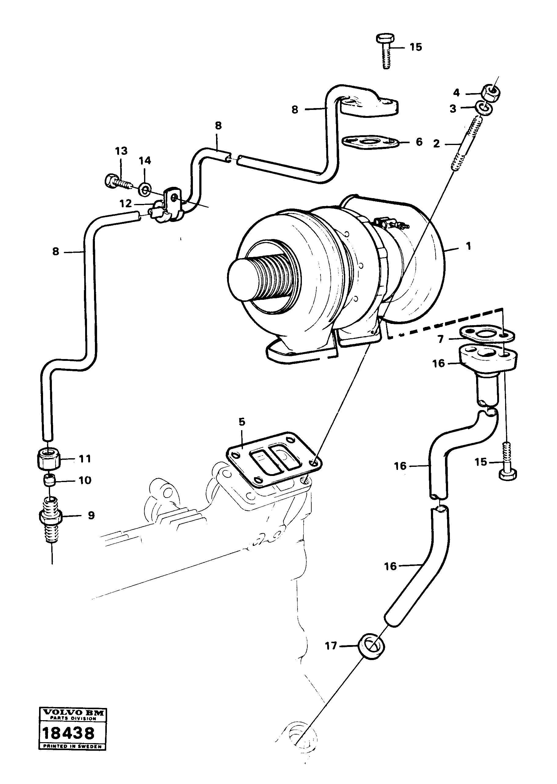 Turbocharger with fitting parts — volvo parts diagram
