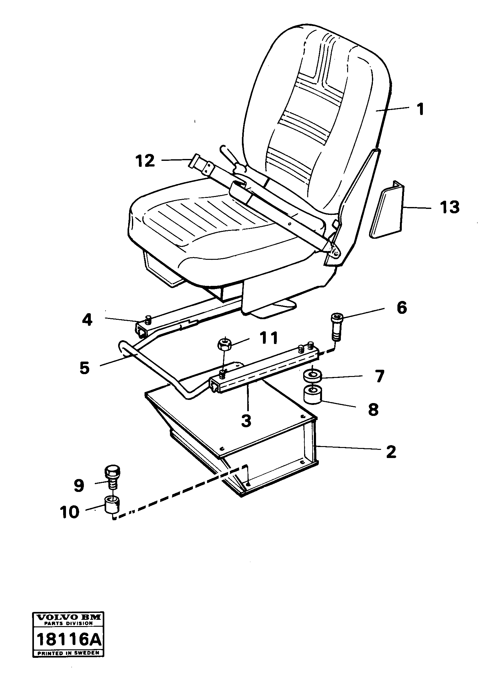 Operator seat with fitting parts — volvo parts diagram