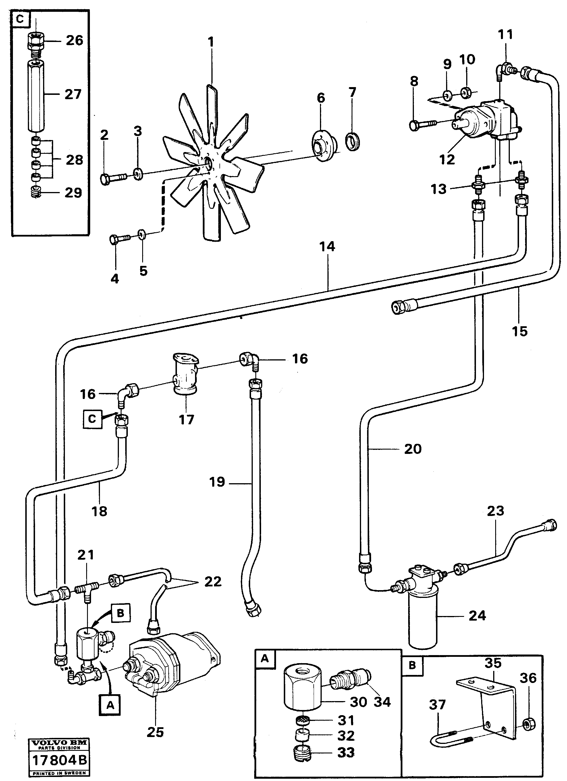 Fan, fitting and drive — volvo parts diagram