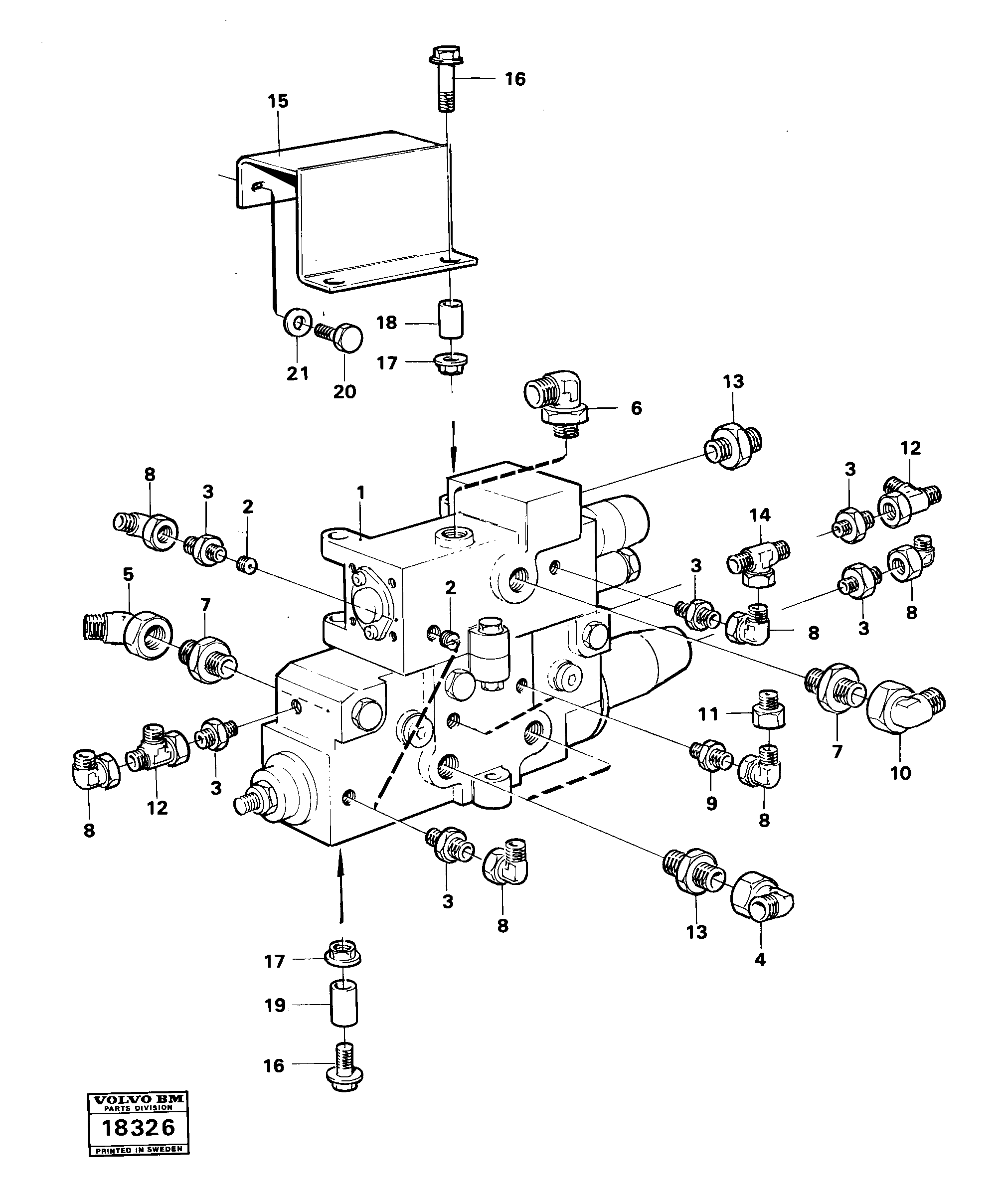 Pilot and tipping valve fitting — volvo parts diagram