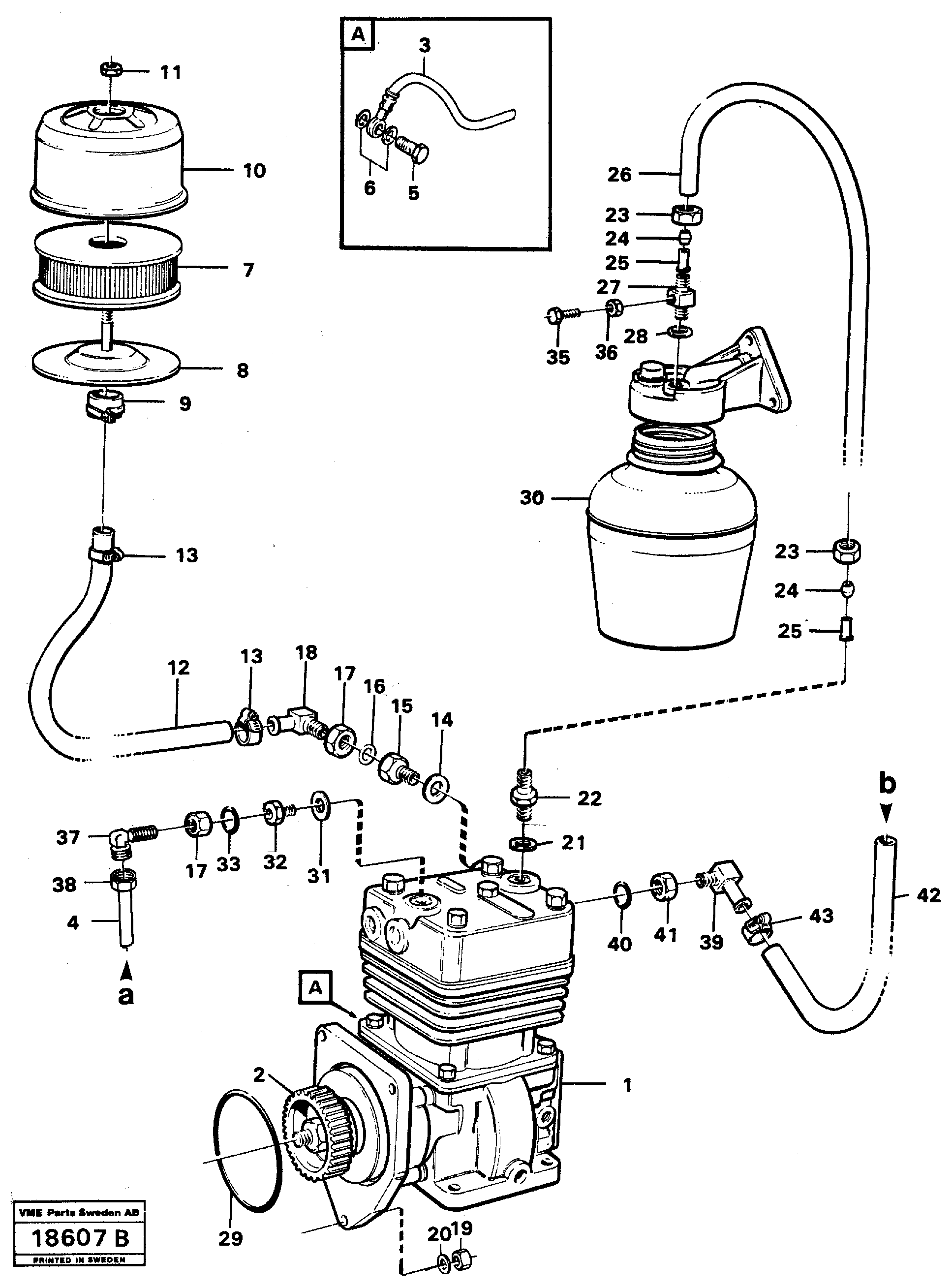 Air-compressor with fitting parts — volvo parts diagram