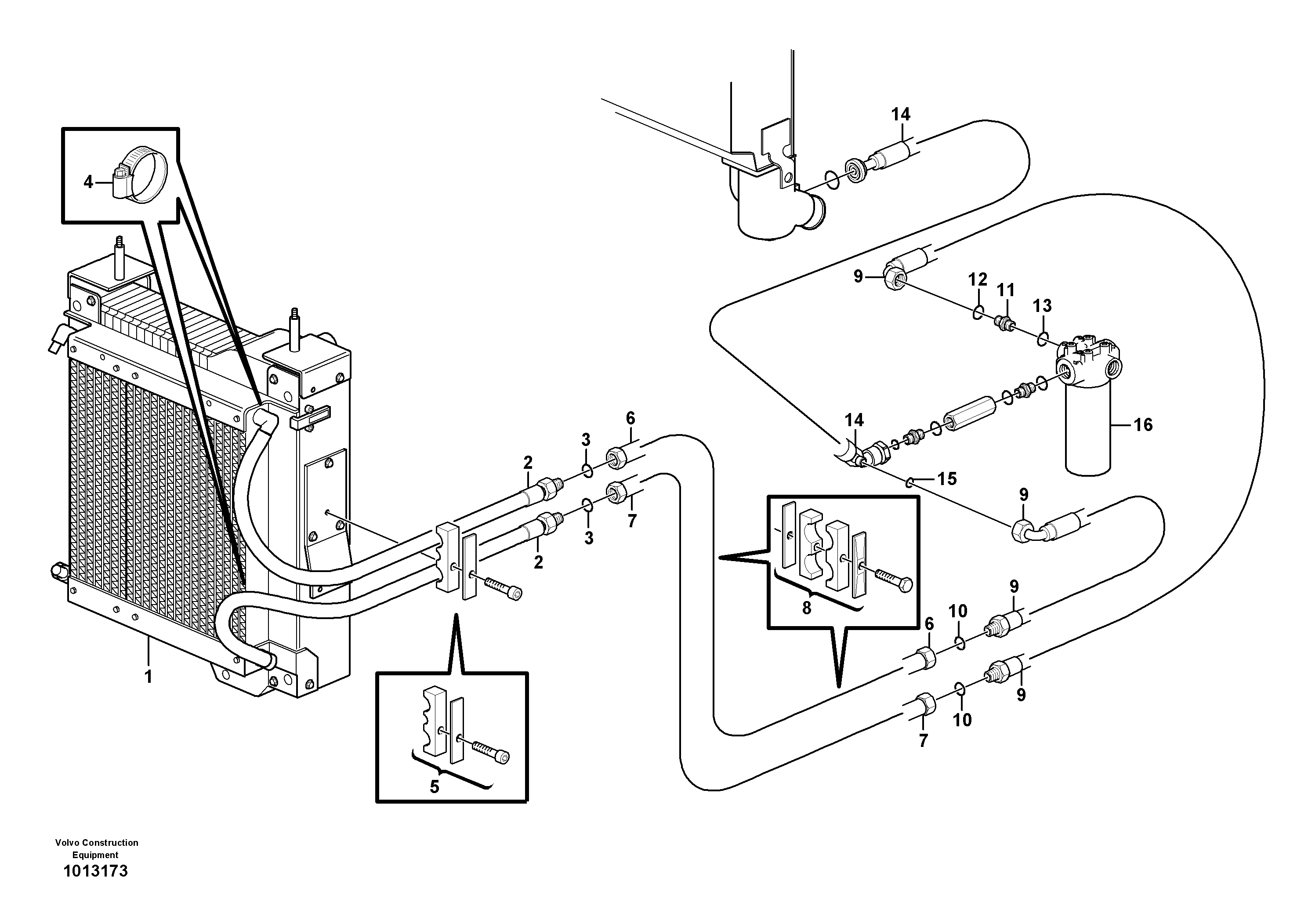 Hydraulic oil cooler — volvo parts diagram