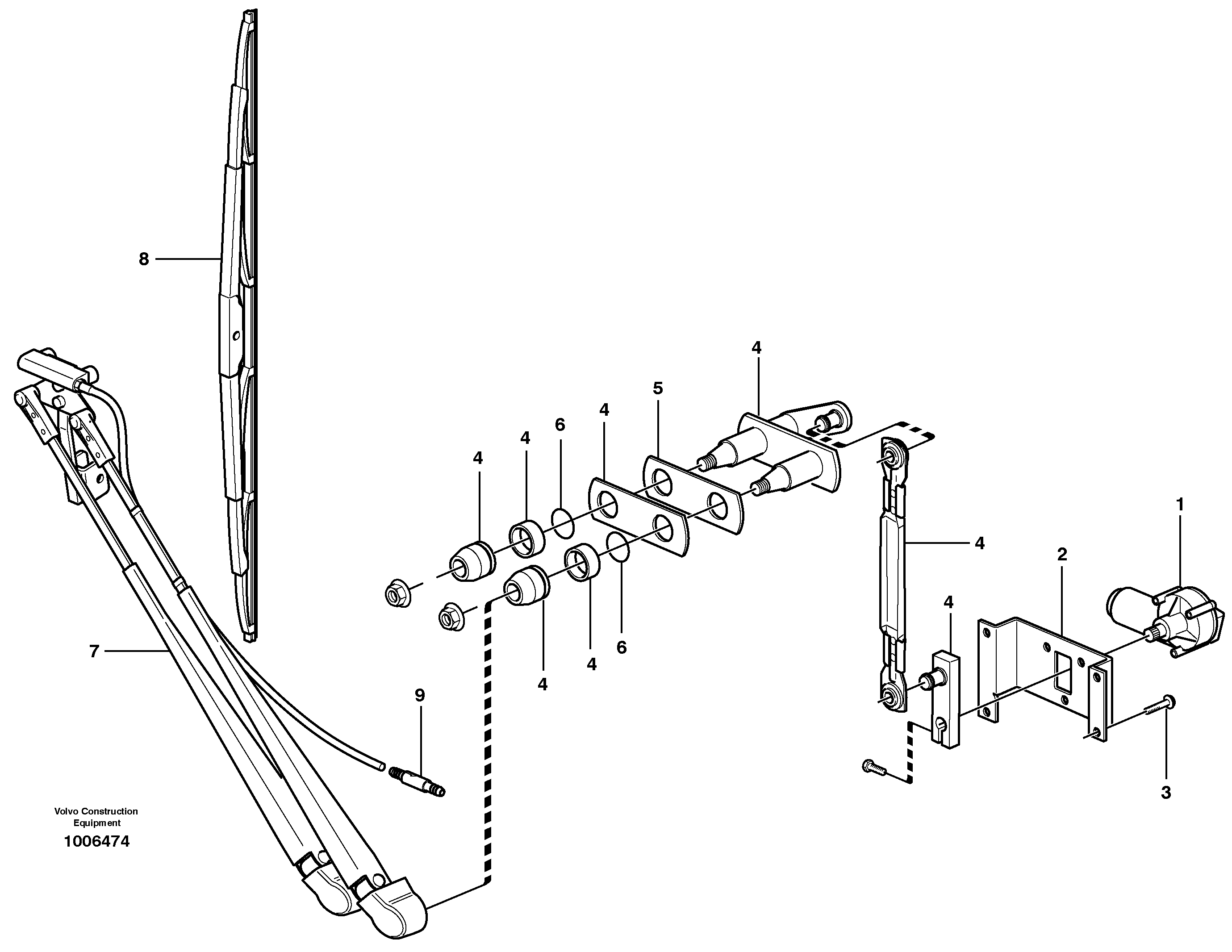 Windshield wiper, front  11298203, 11298204 — volvo parts diagram