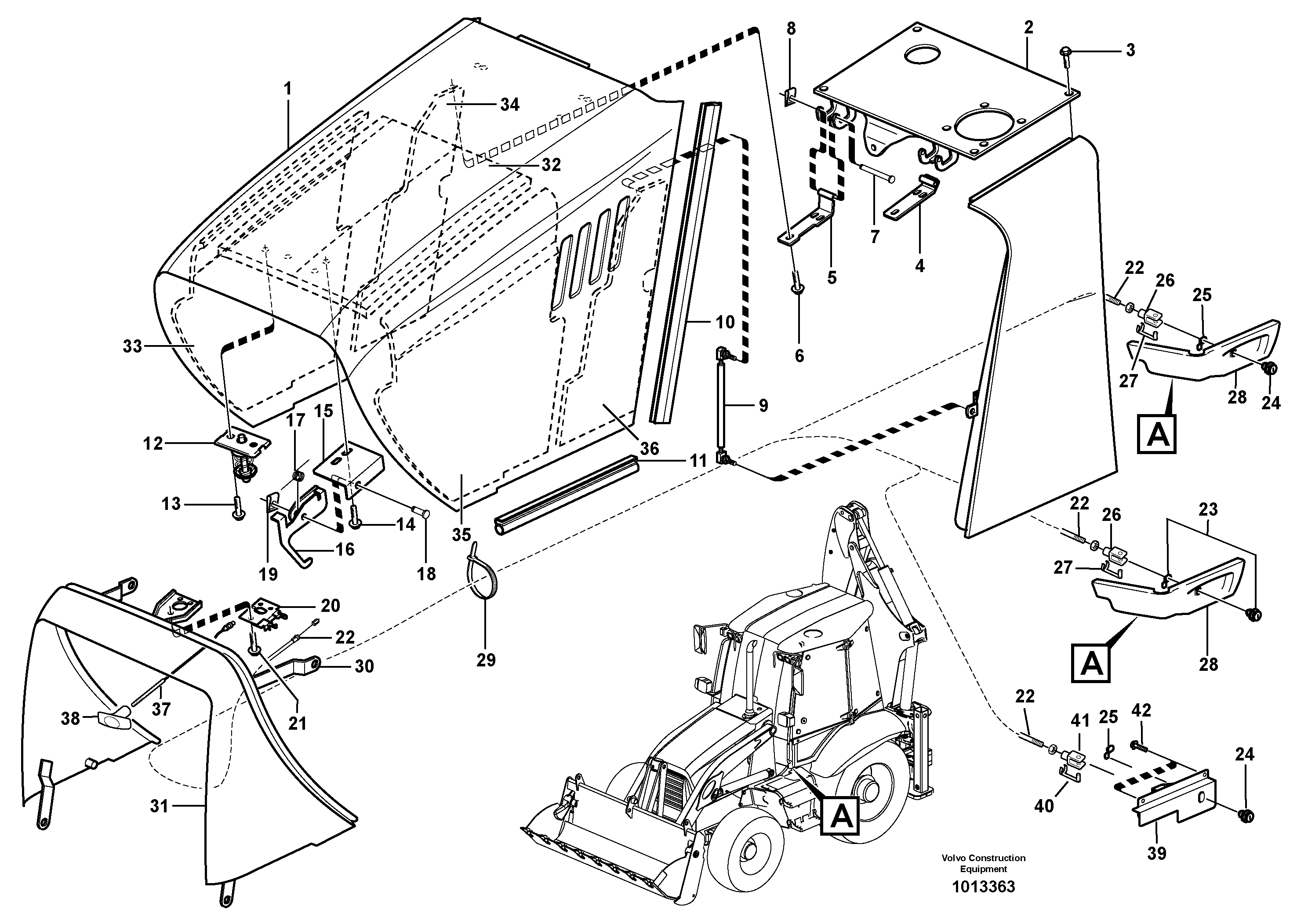 Engine hood — volvo parts diagram