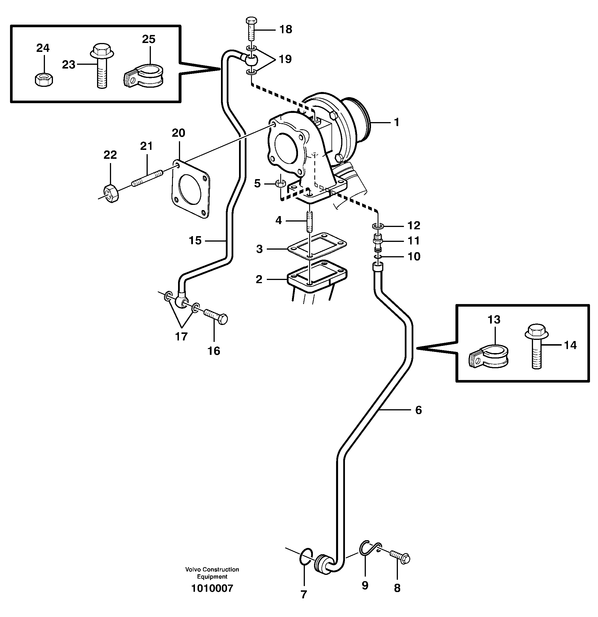 Turbocharger with fitting parts — volvo parts diagram