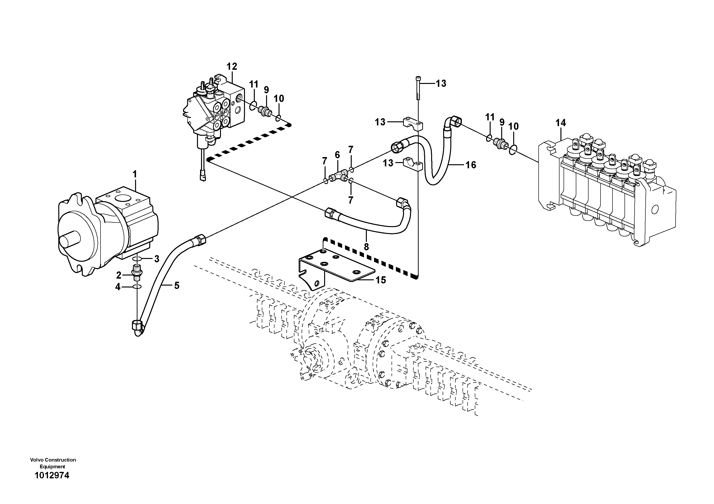 Hydraulic system, feed line — volvo parts diagram