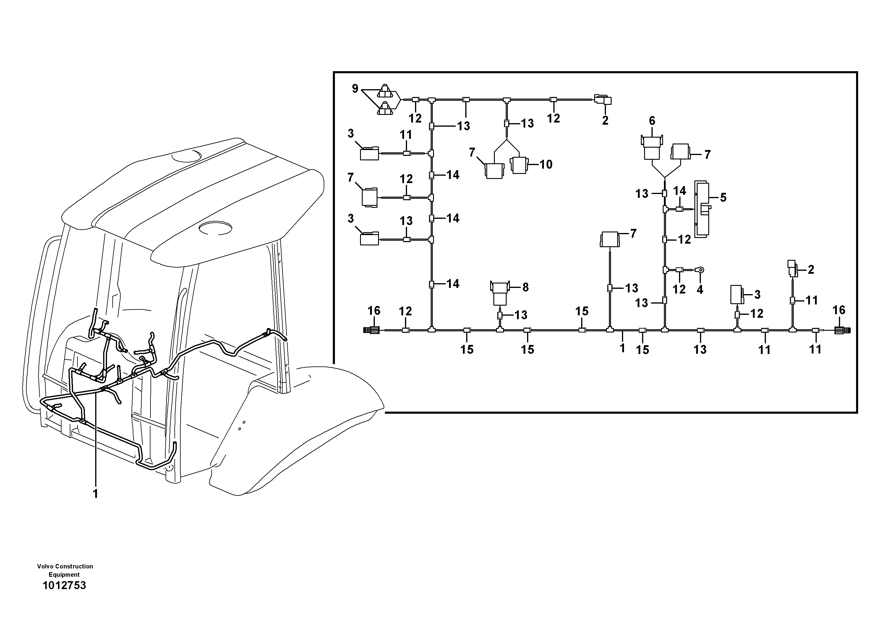 Cable harness, panel  SER NO -10020 — volvo parts diagram