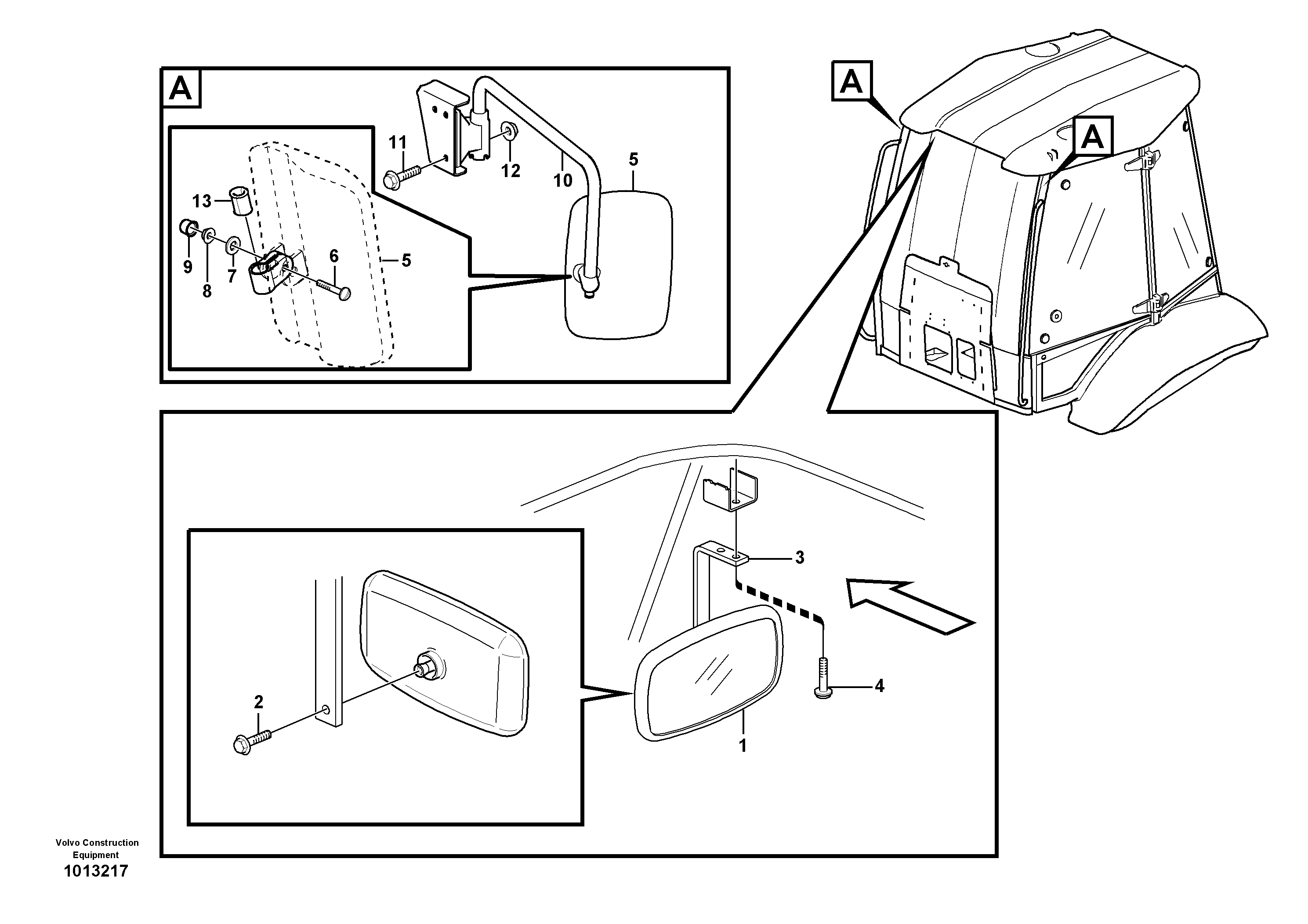 Rear view mirror — volvo parts diagram