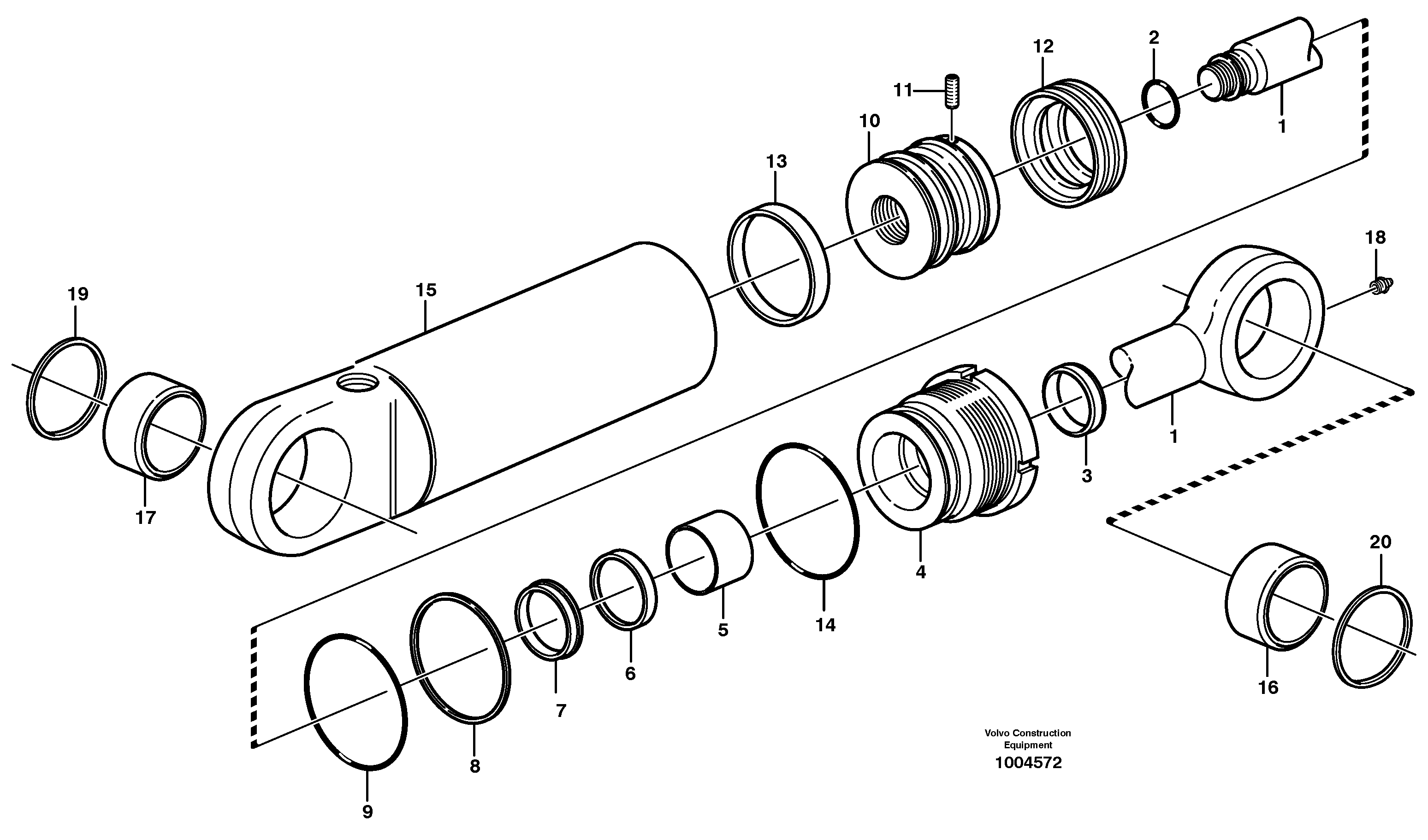Hydraulic cylinder, lifting.  11891414, 11891415 — volvo parts diagram