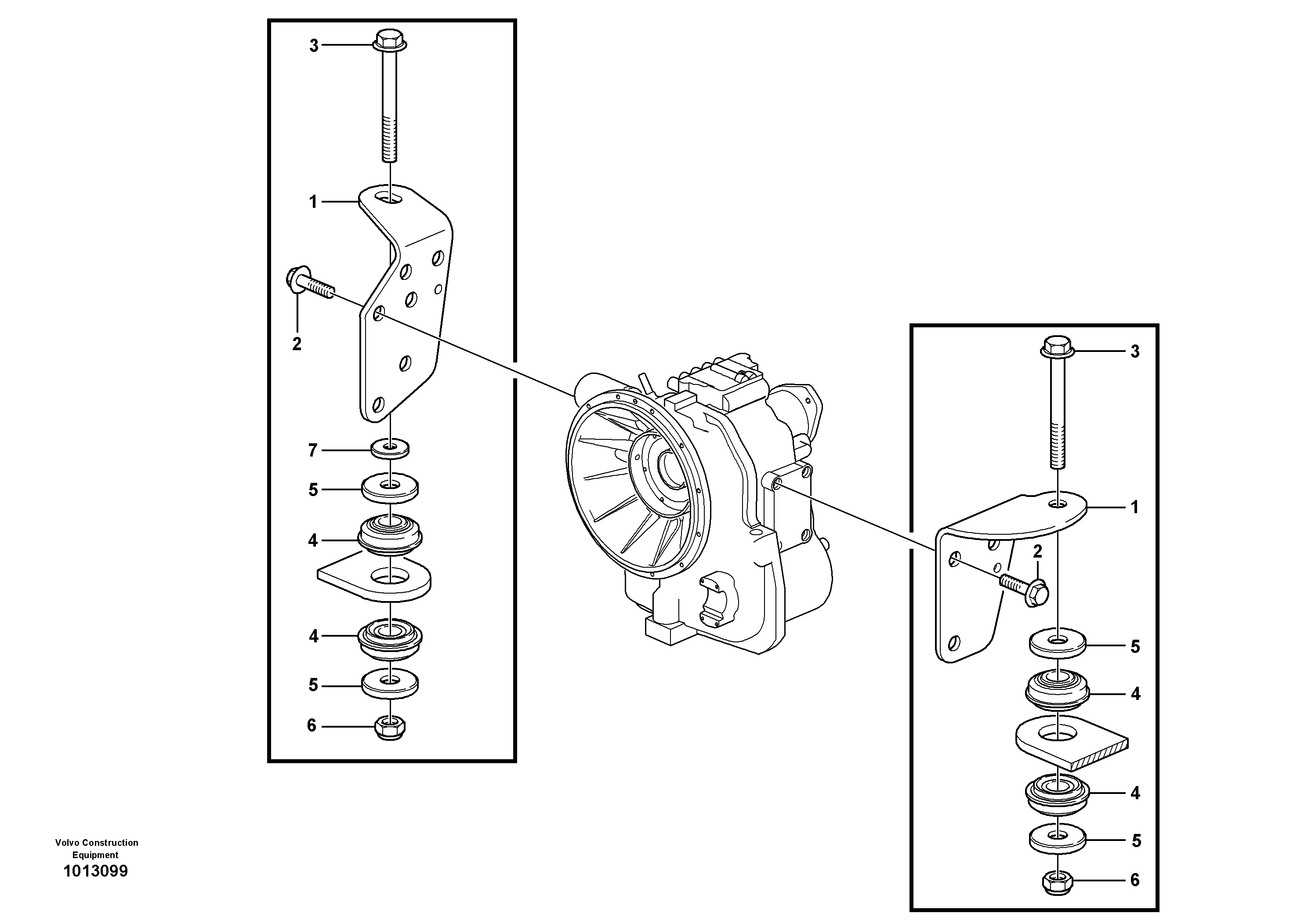 Gear box housing with fitting parts — volvo parts diagram
