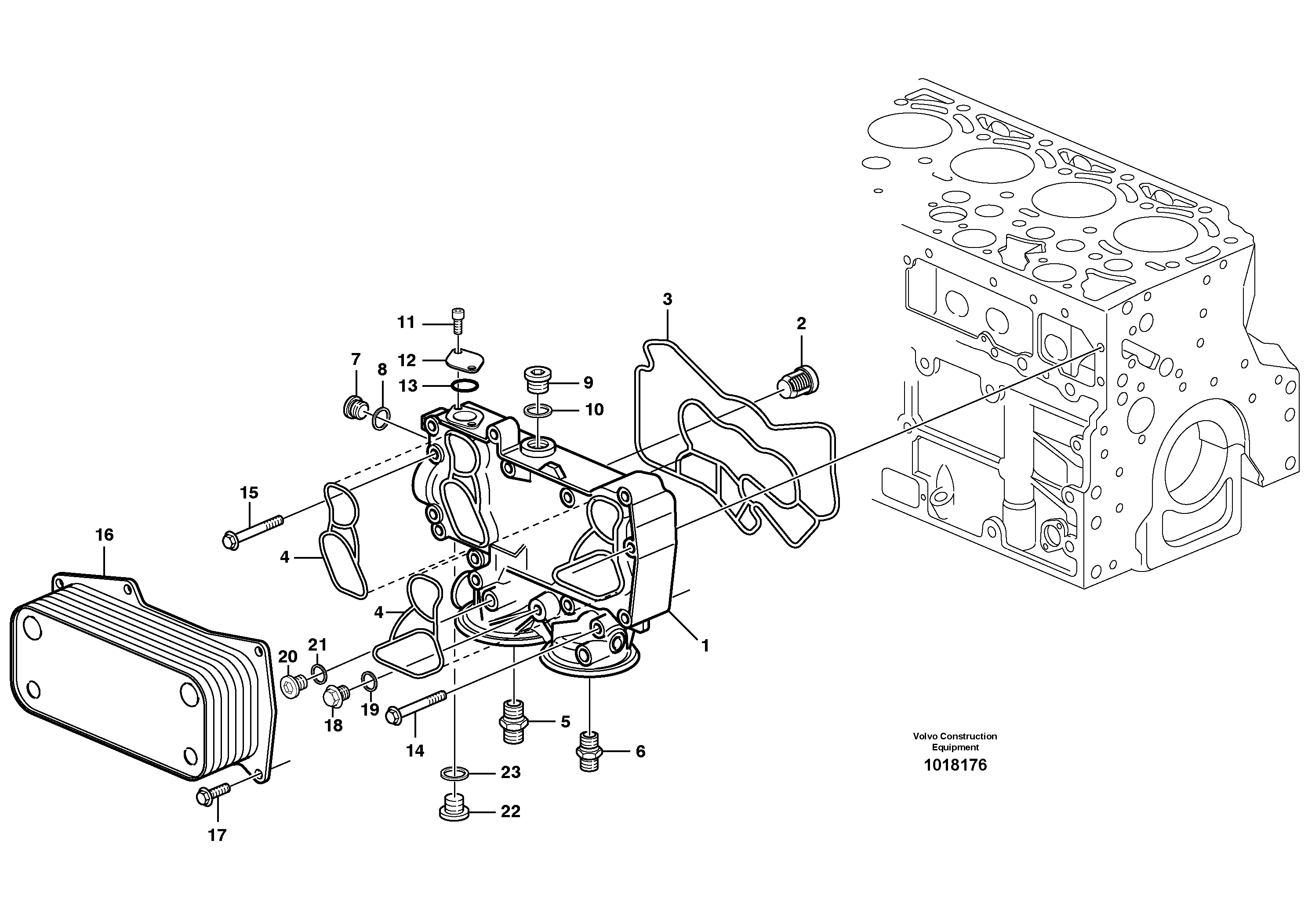 Oil cooler — volvo parts diagram