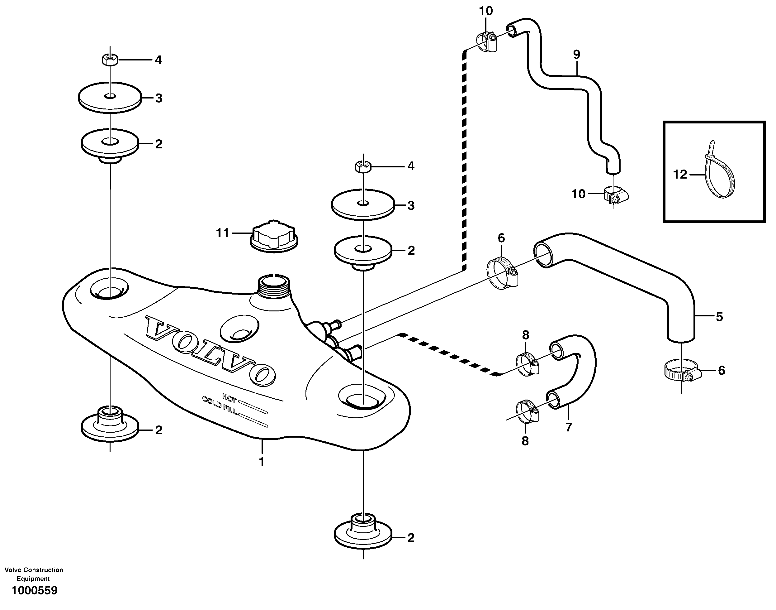 Cooling system incl. expansion tank — volvo parts diagram