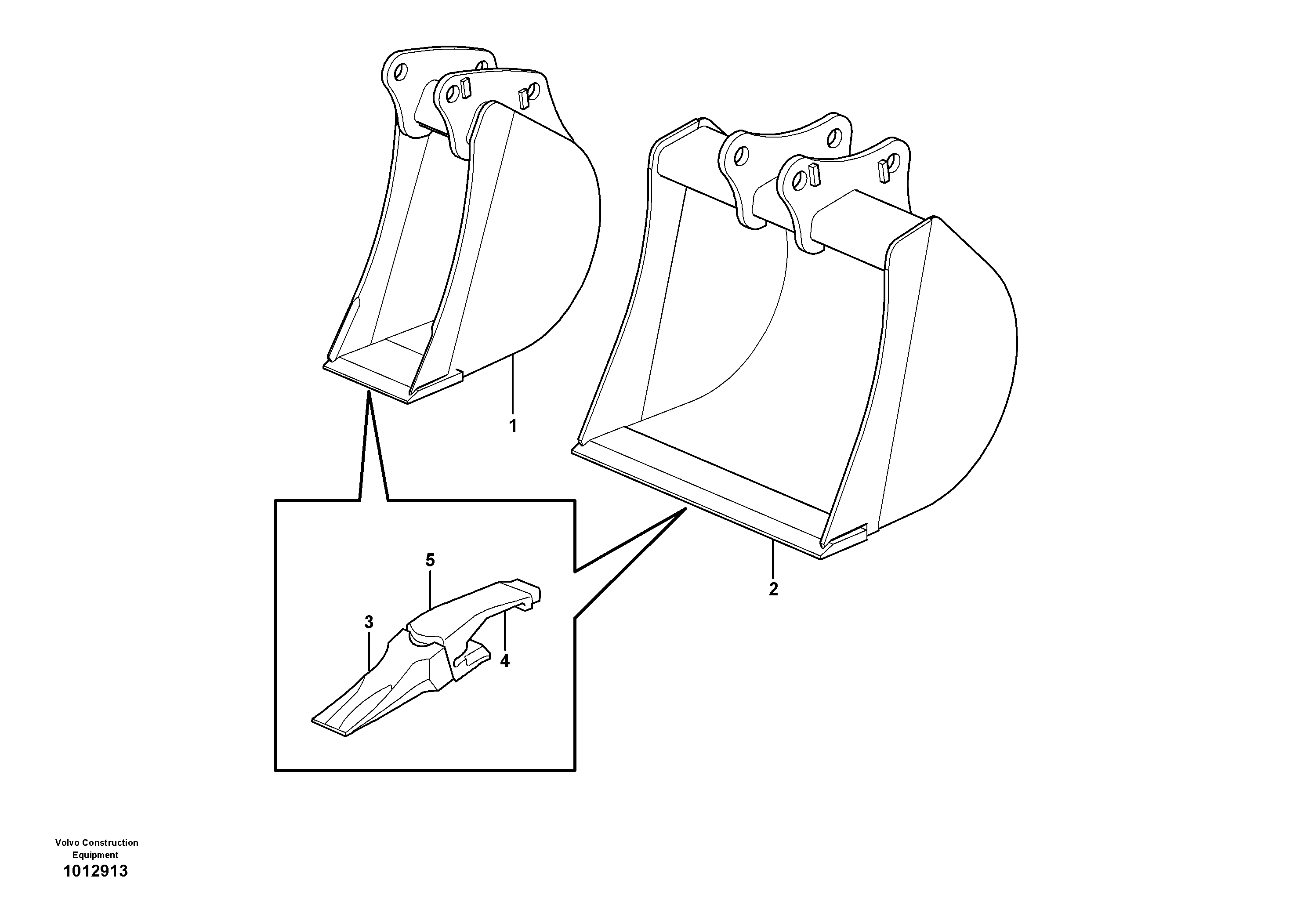 Bucket, straight with teeth  (BACKHOE) — volvo parts diagram