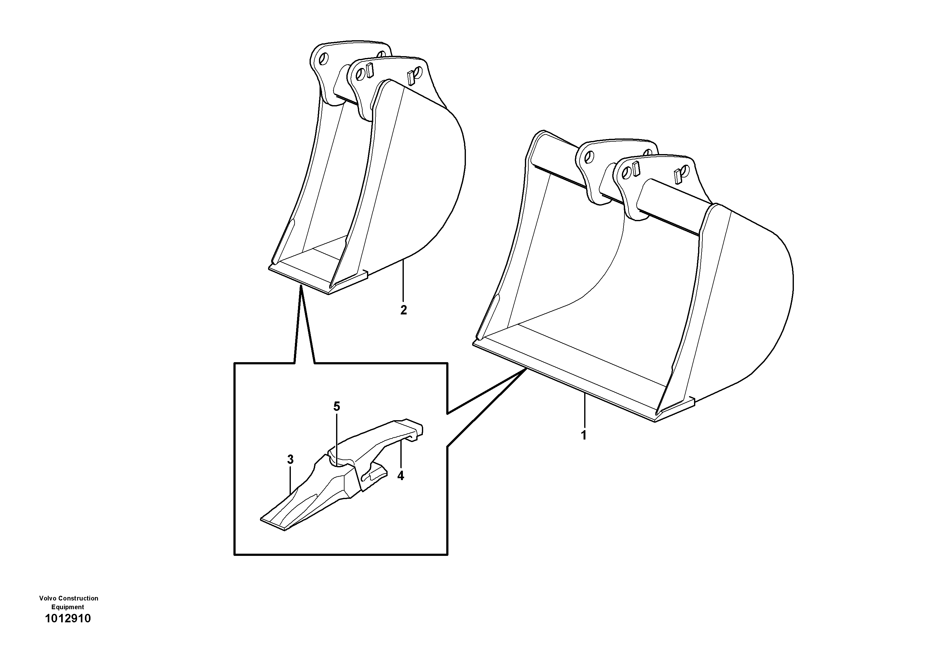 Bucket, straight with teeth  (BACKHOE) — volvo parts diagram