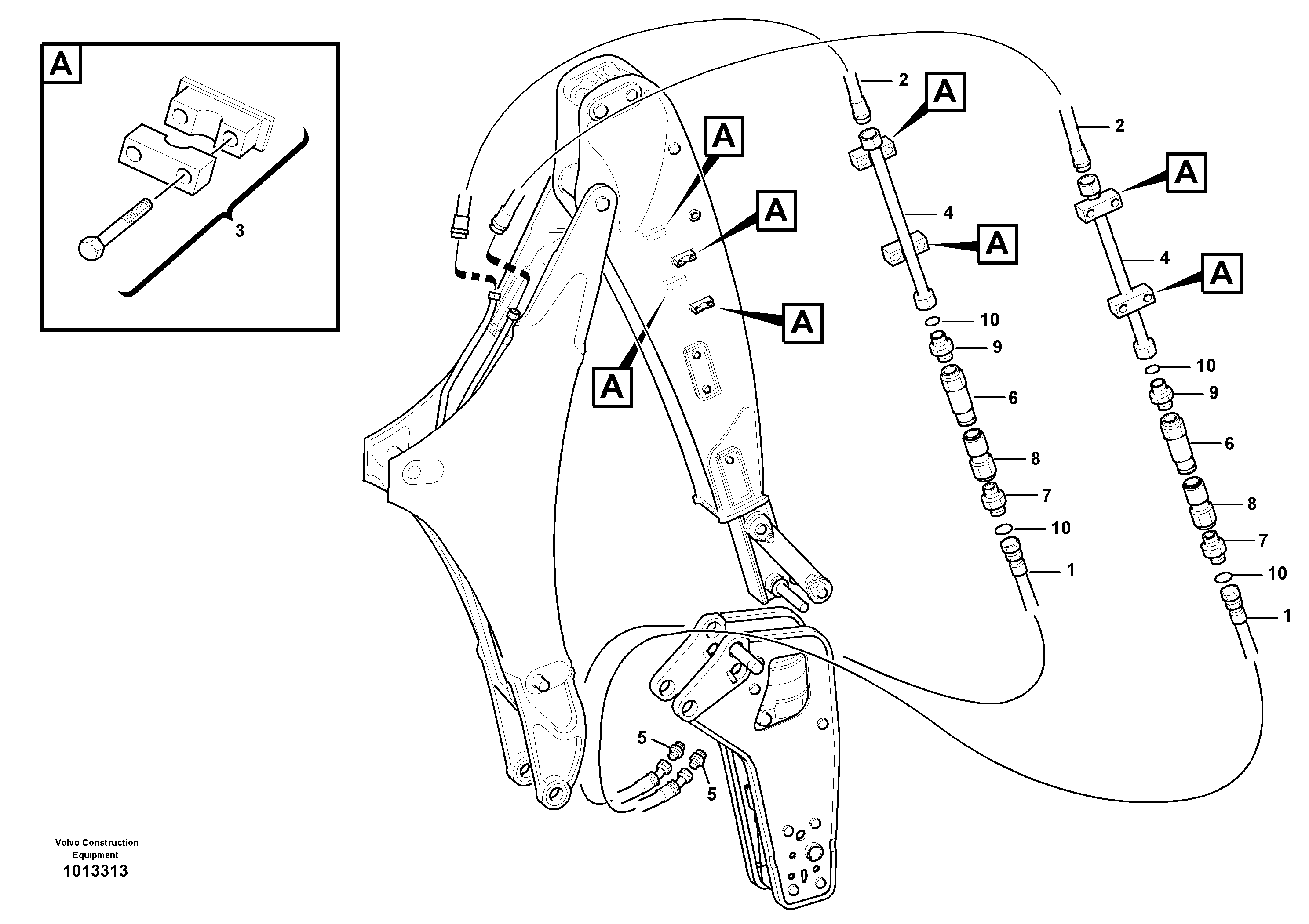 Pipes for hammer attachment  11891375 — volvo parts diagram