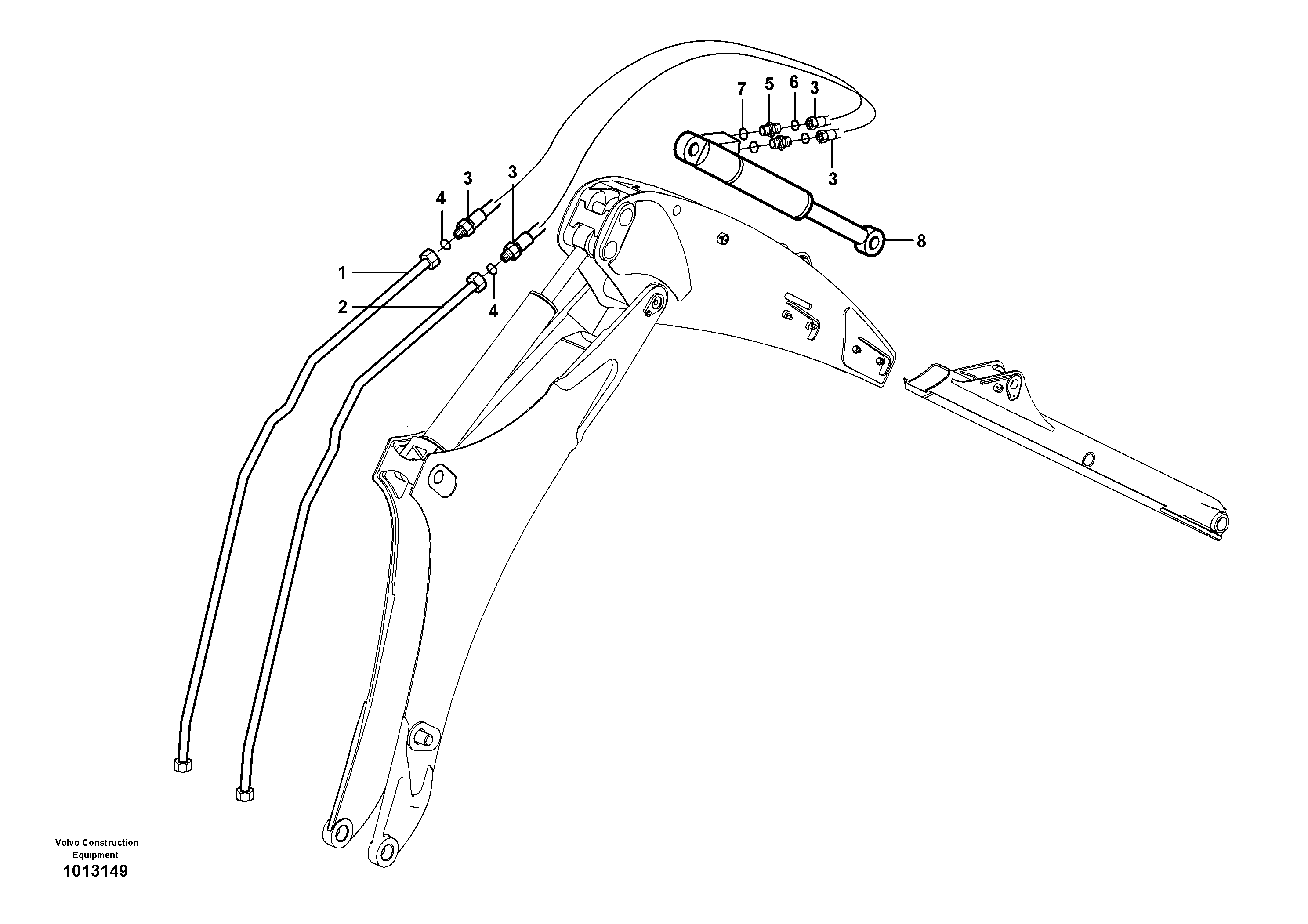 Hydraulic system extendible dipper arm  11891417 — volvo parts diagram