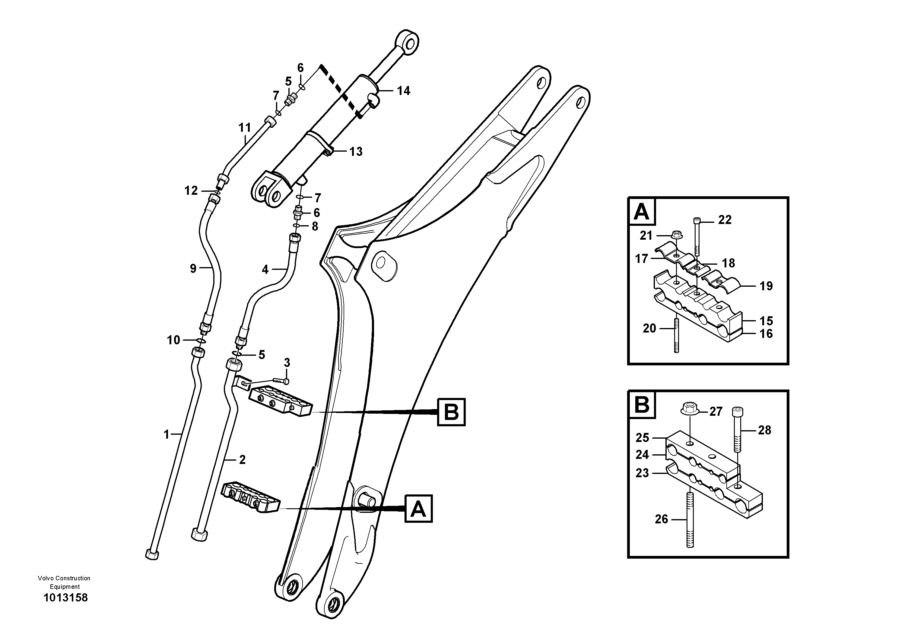 Hydraulic system dipper arm  11891417, 11891418 — volvo parts diagram