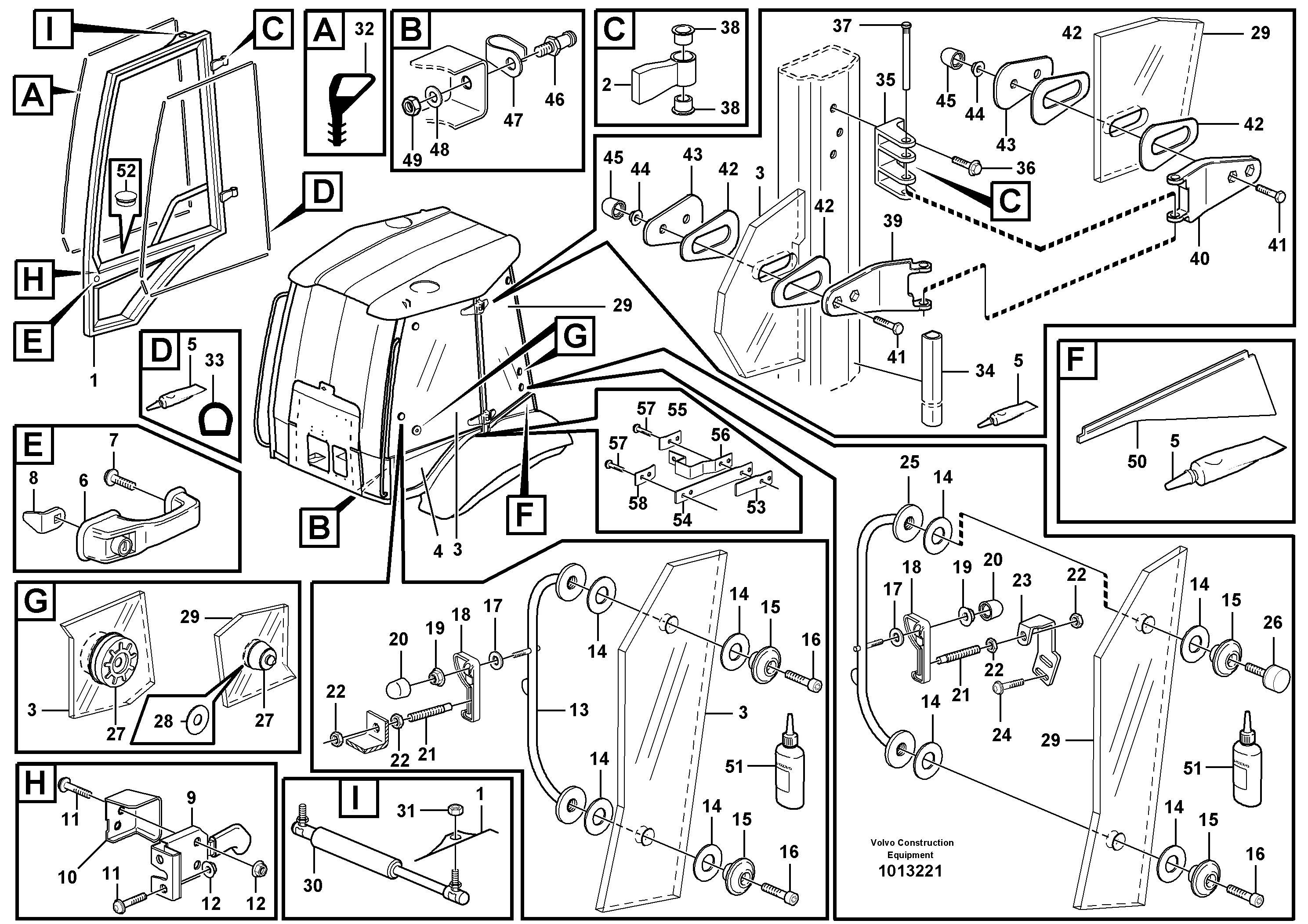 Door with fitting parts  11298204 — volvo parts diagram