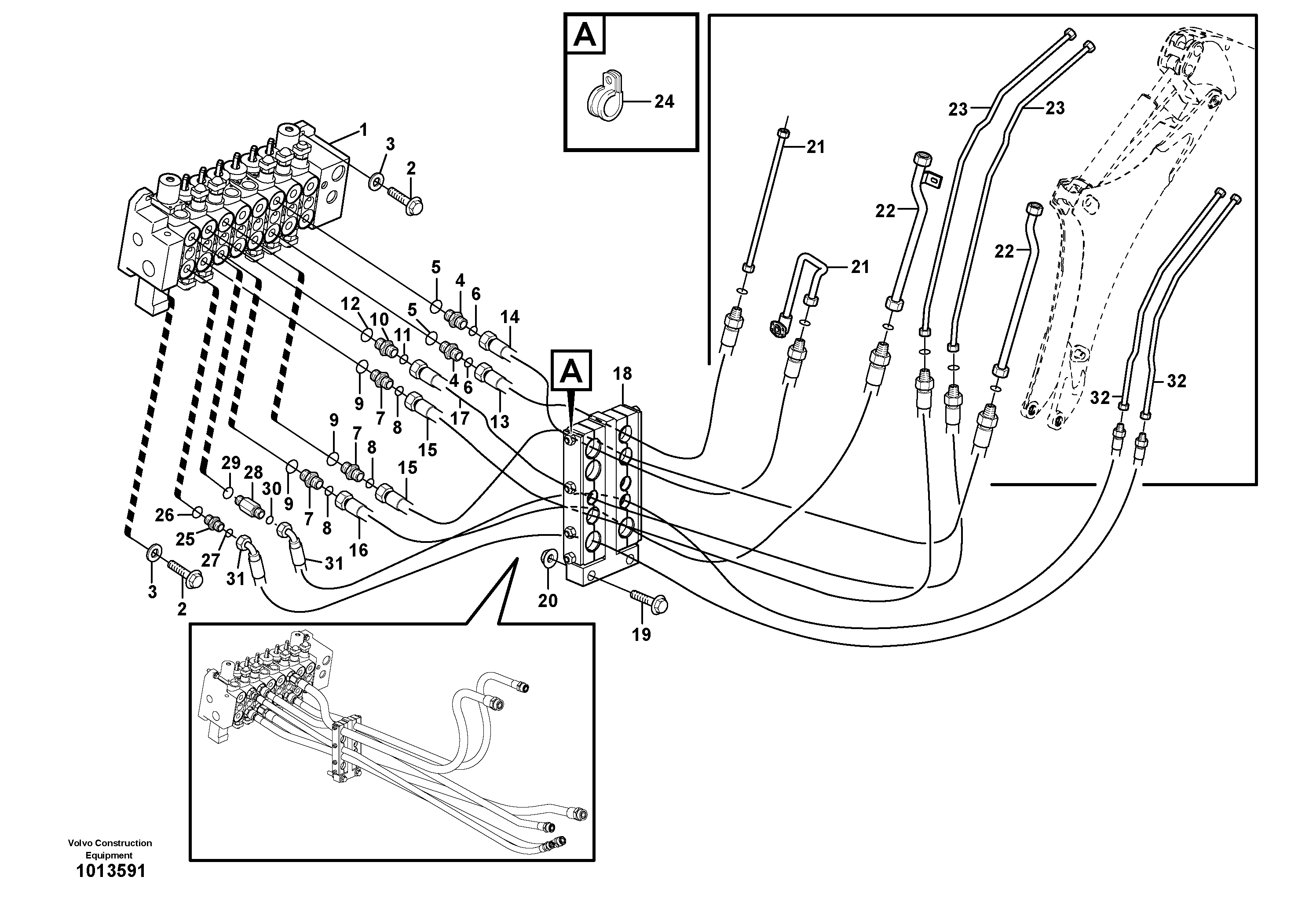 Hydraulic system, excavator — volvo parts diagram