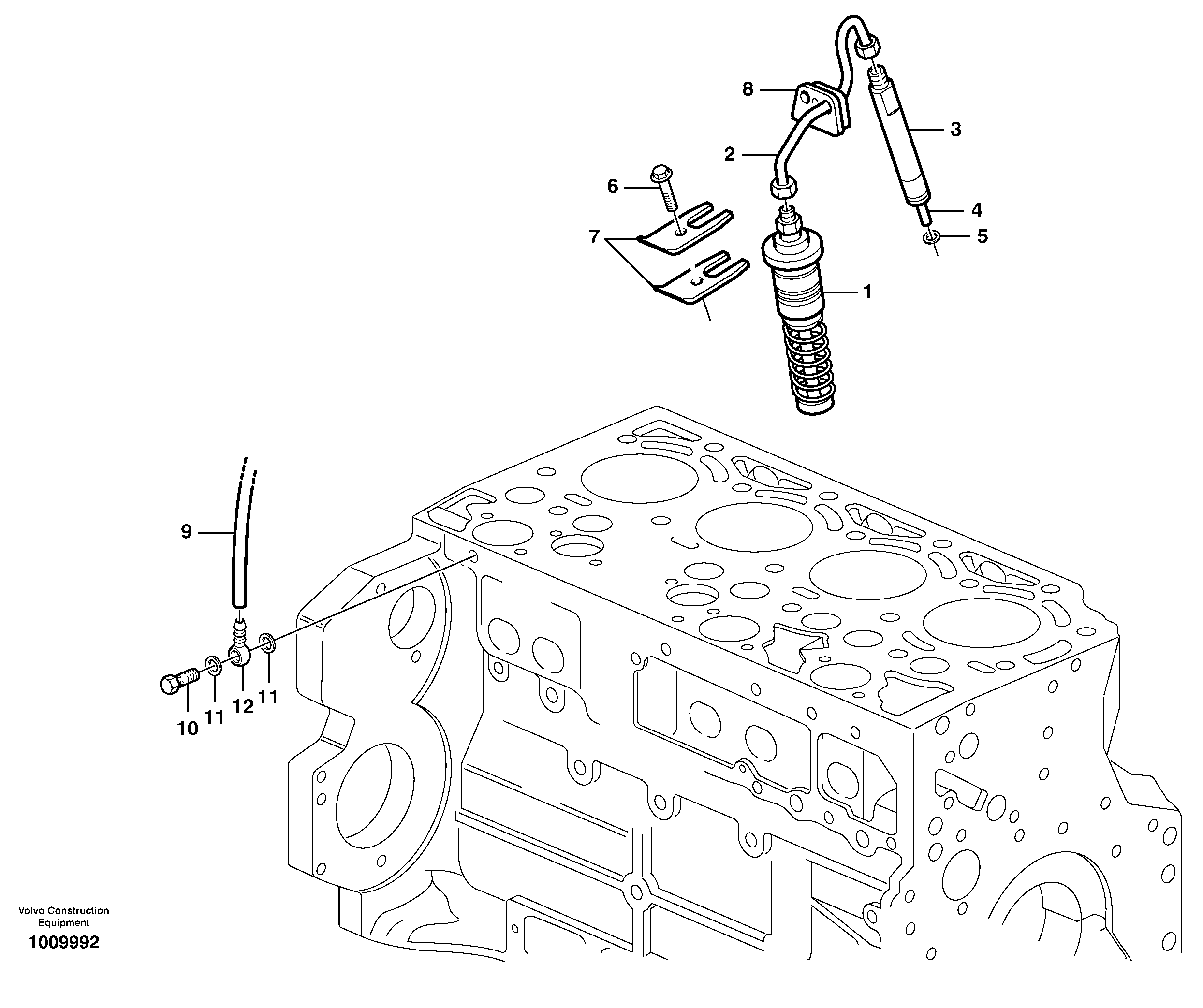 Fuel lines and injectors — volvo parts diagram