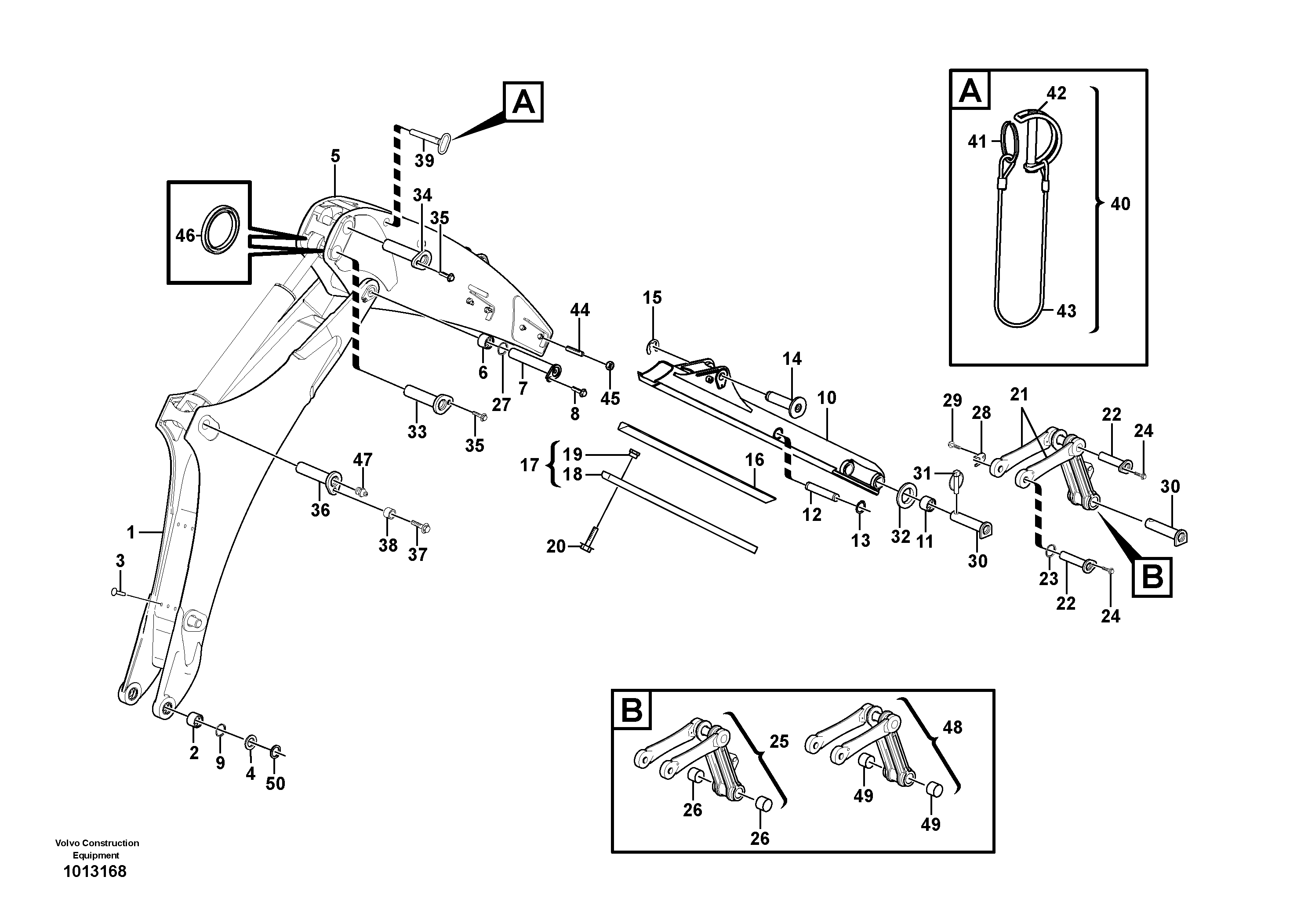 Excavator boom, exendible dipper arm — volvo parts diagram