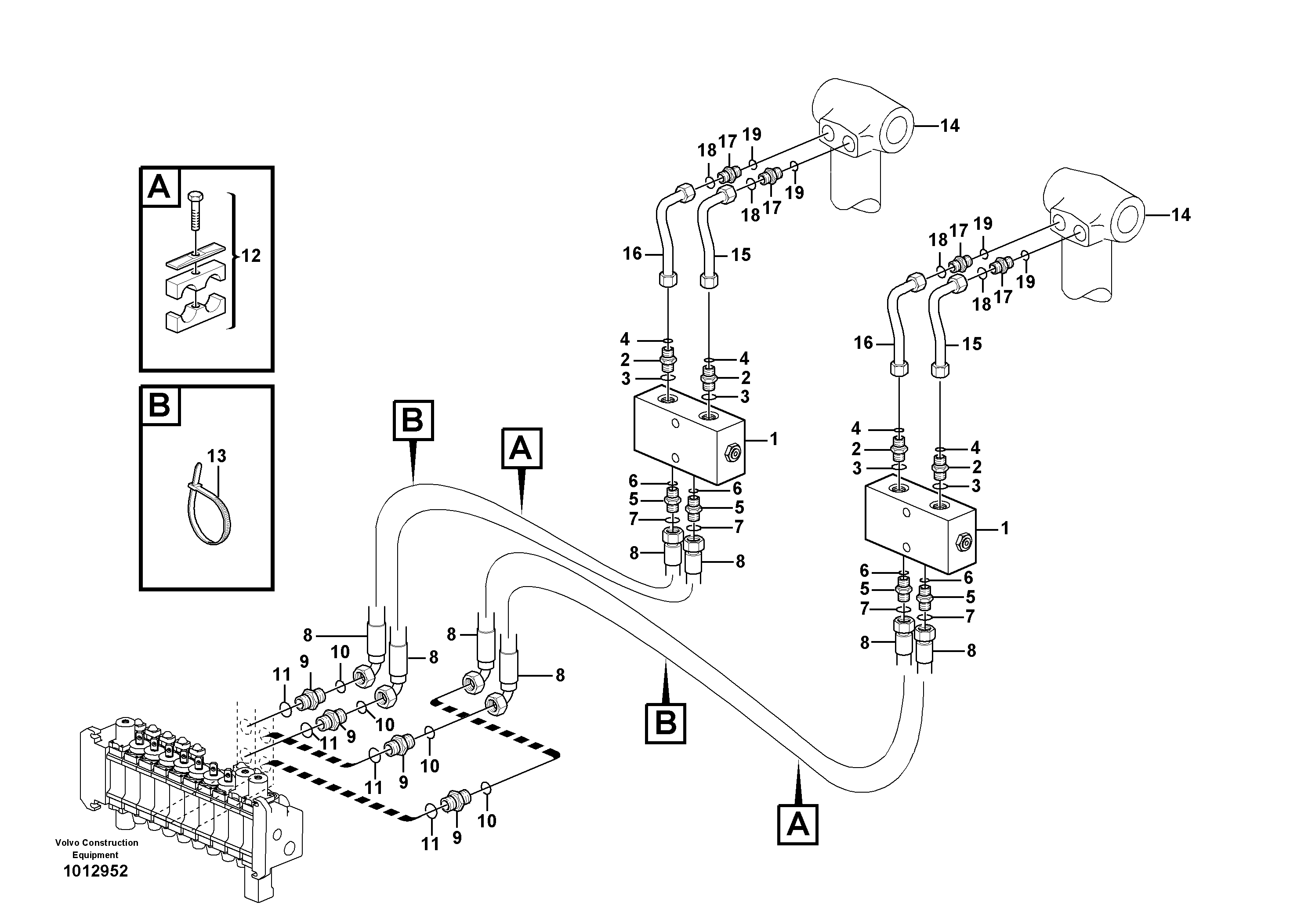 Hydraulic system, stabiliser legs — volvo parts diagram