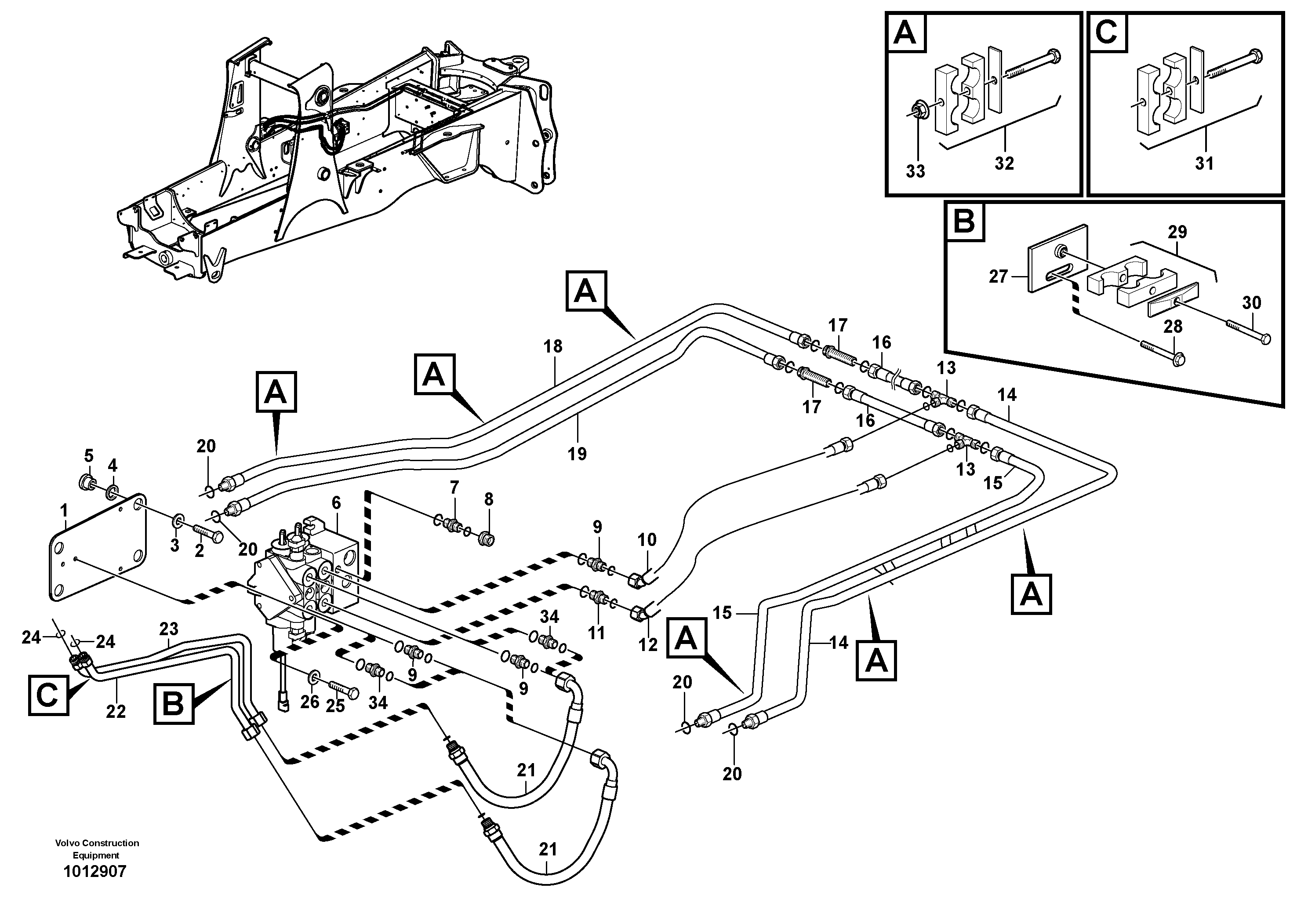 Hydraulics loader (lift & tilt) — volvo parts diagram