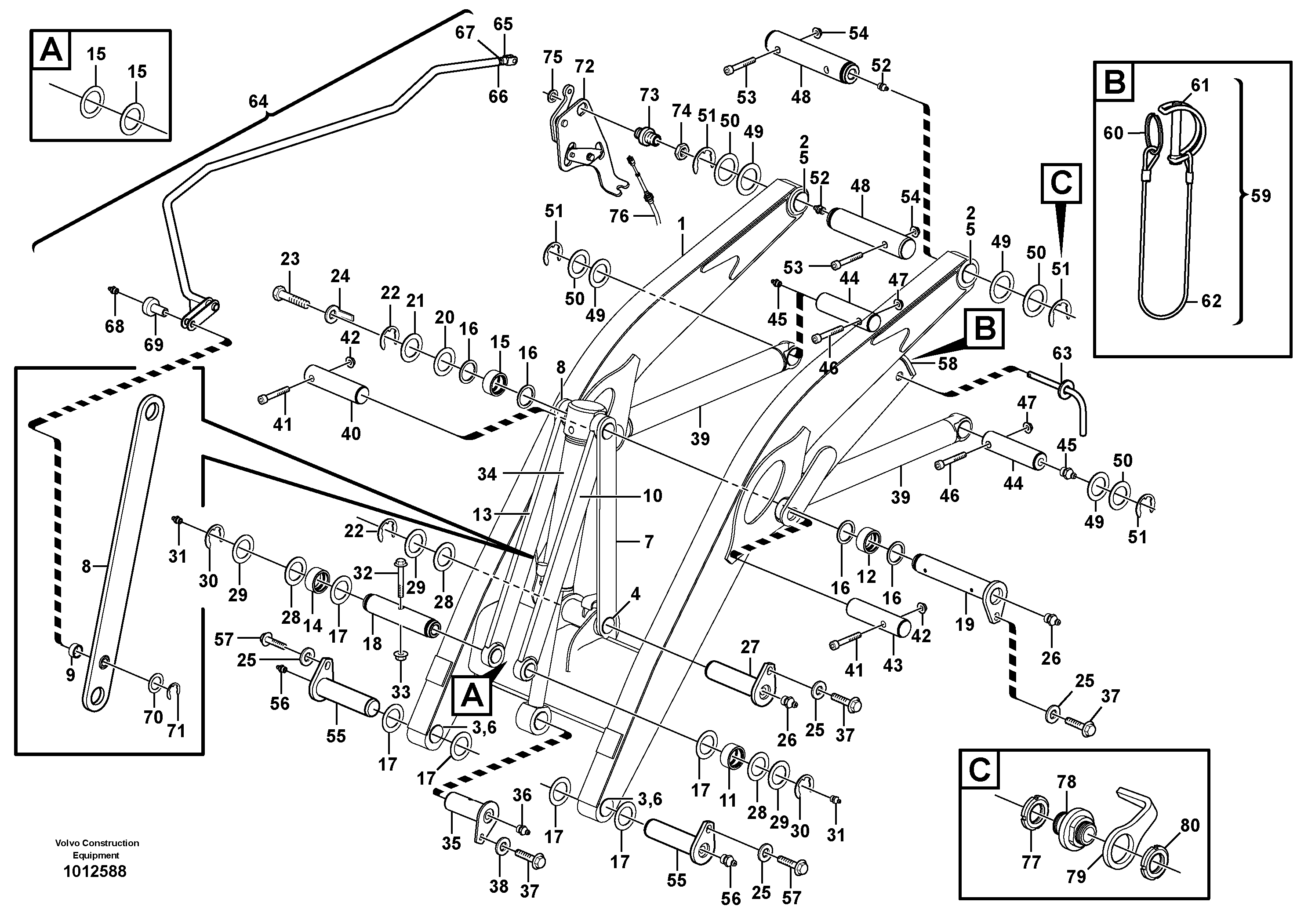 Lifting framework with assembly parts — volvo parts diagram