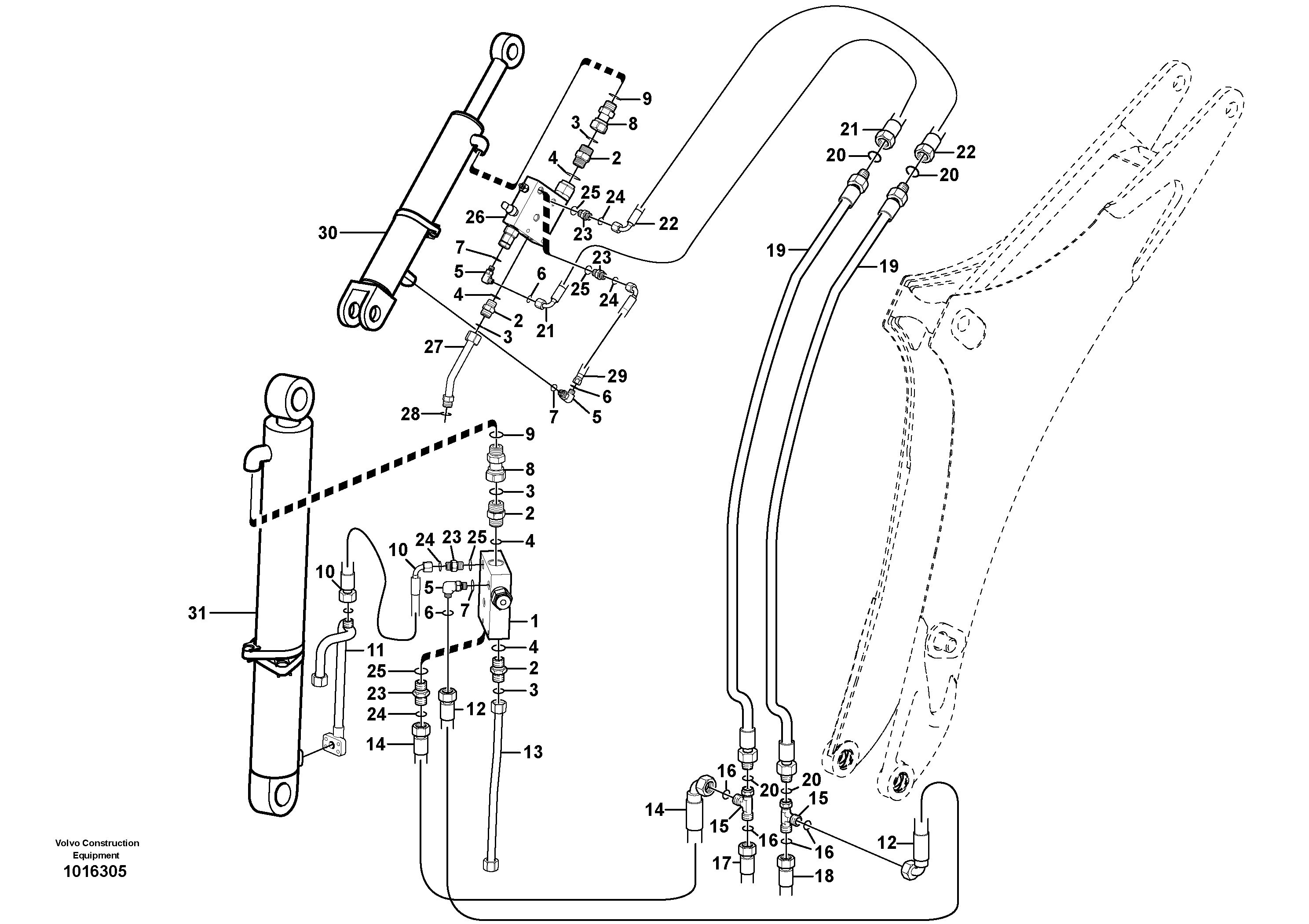 Safety valve boom and dipper arm cylinder  11891150 — volvo parts diagram