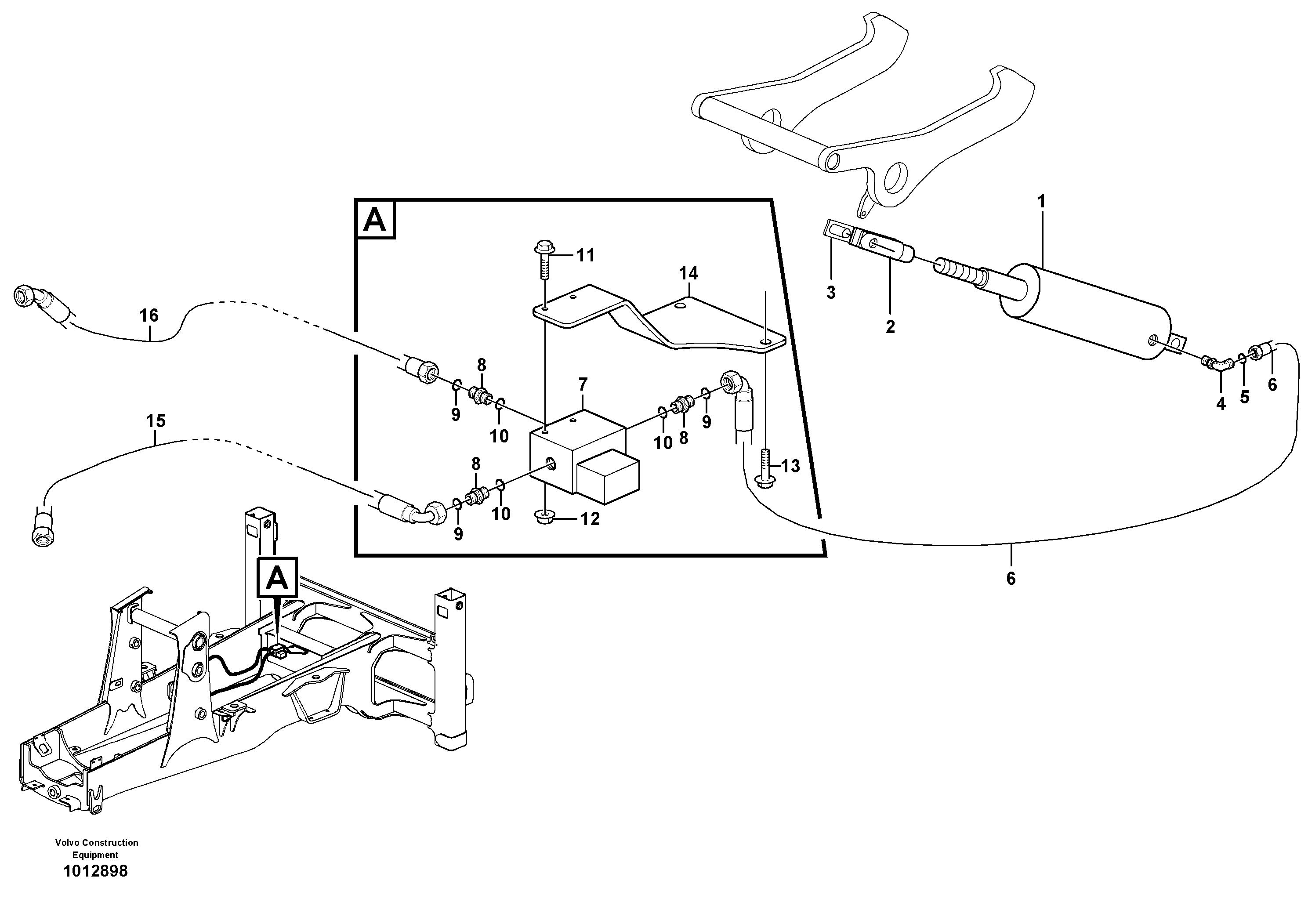 Hydraulic system, lock cylinder — volvo parts diagram