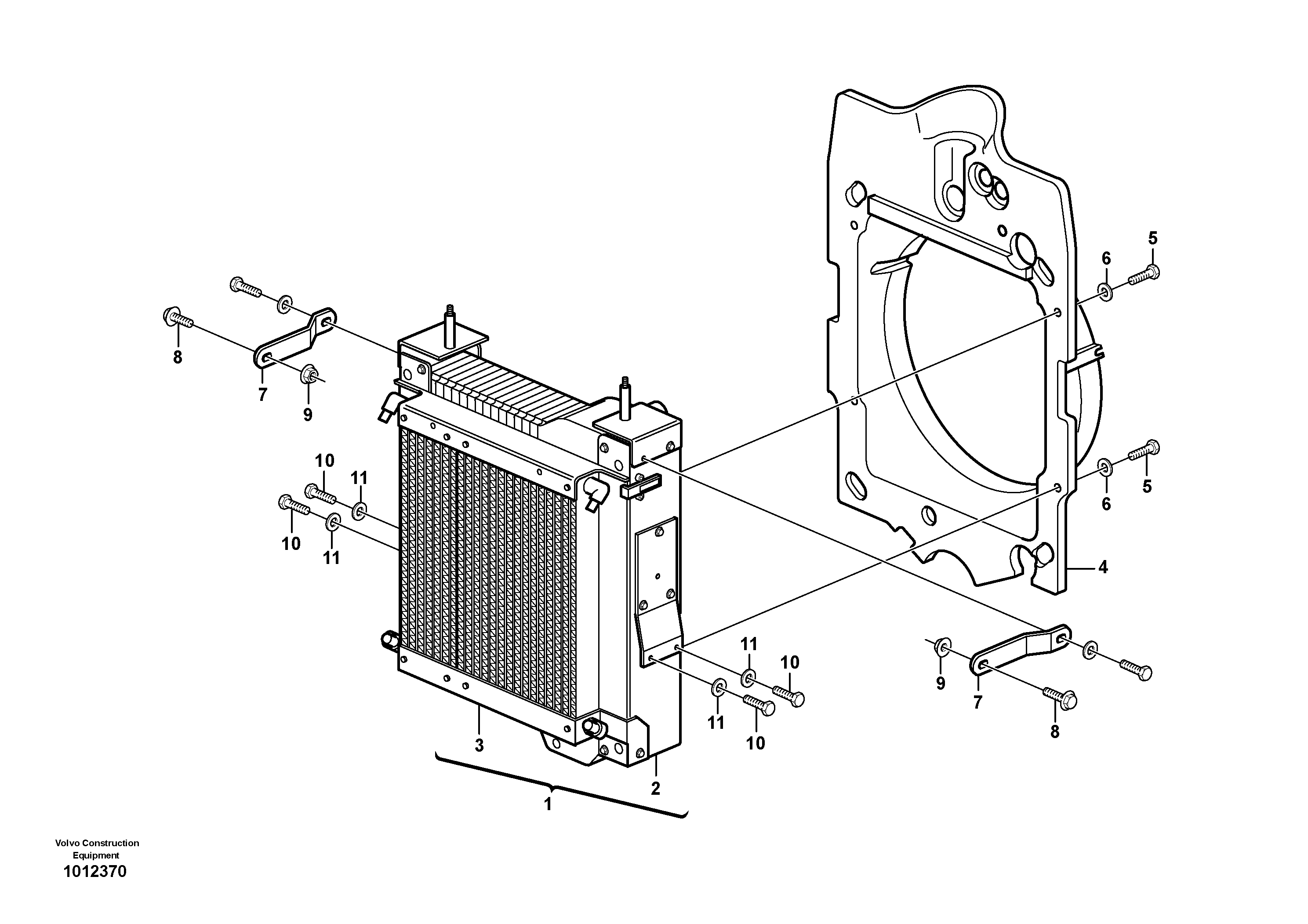 Radiator with fitting parts — volvo parts diagram