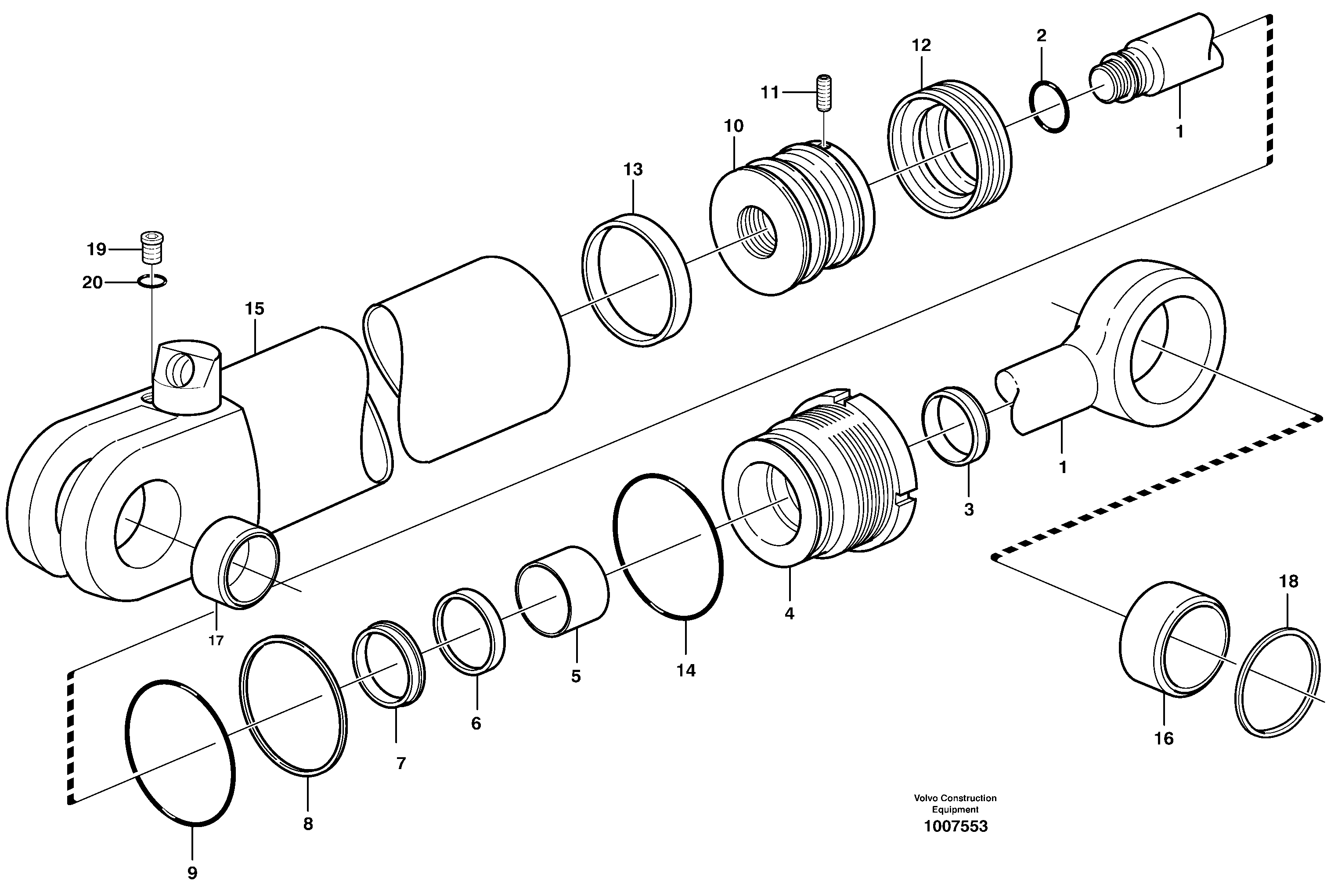 Dipper arm cylinder  11891417, 11891418 — volvo parts diagram