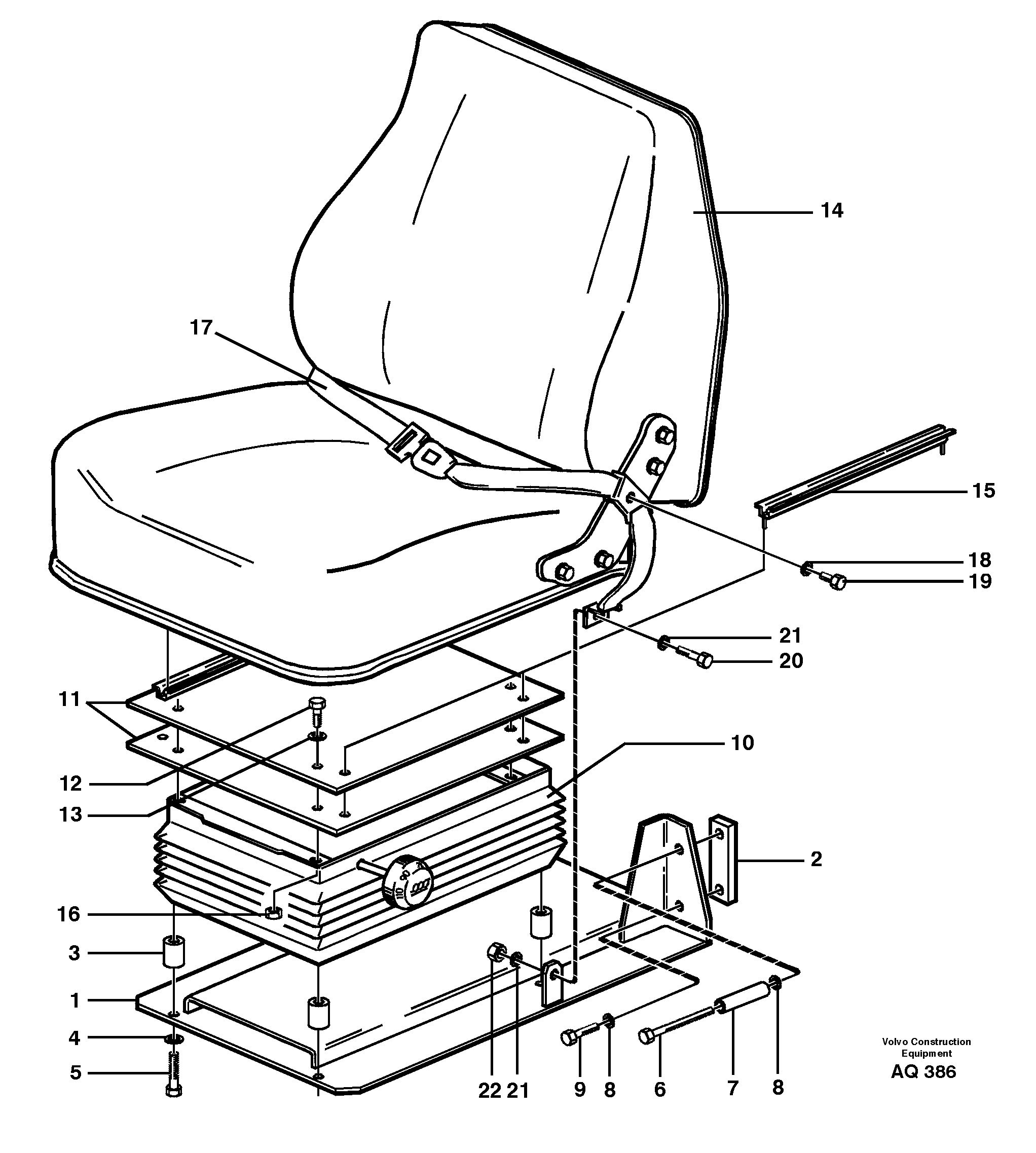 Operator seat with fitting parts  93505 — volvo parts diagram