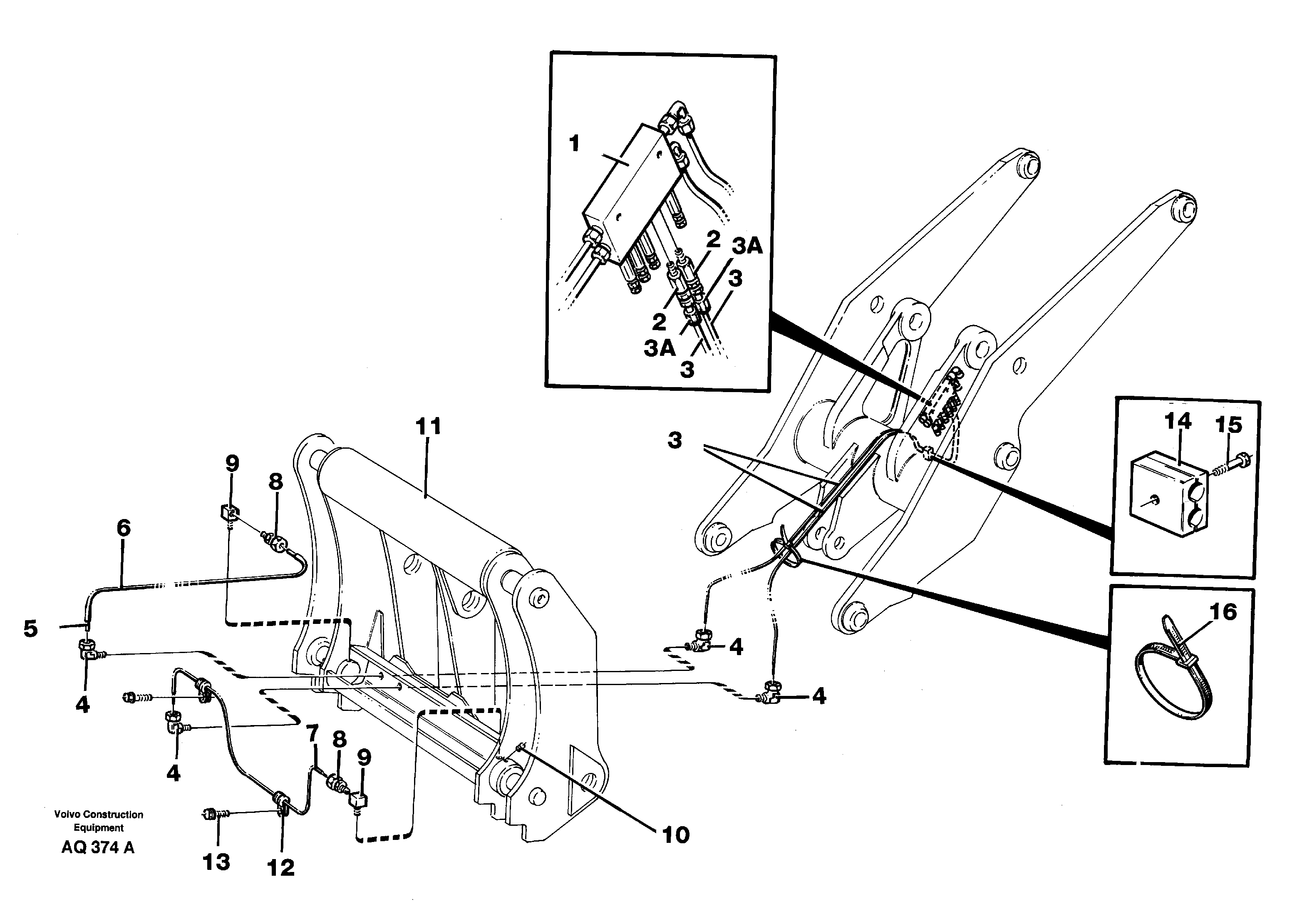 Central lubrication for tool bar.  94811 — volvo parts diagram
