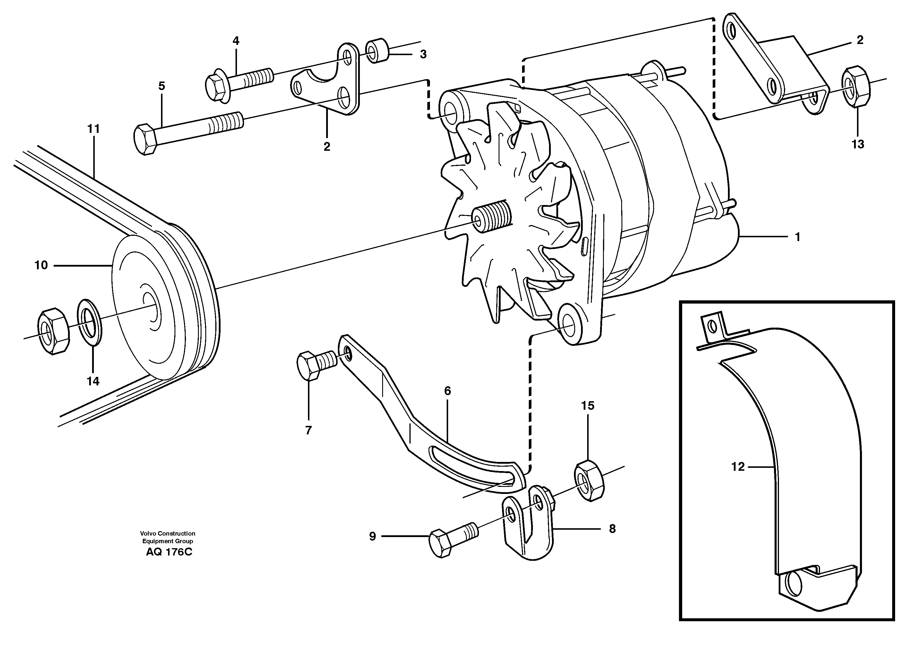Alternator with assembling details — volvo parts diagram