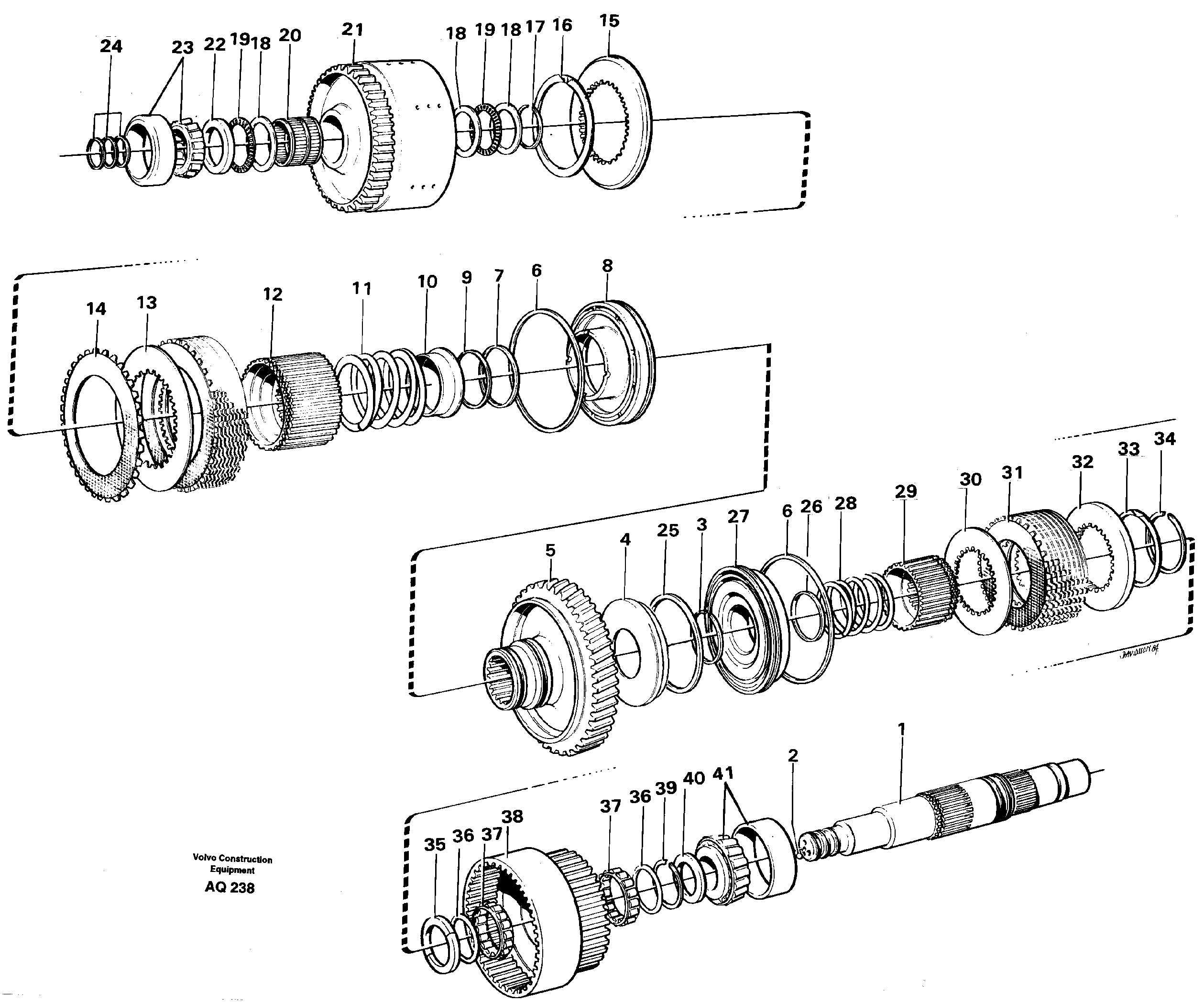 Hydraulic clutch forward / 1:st speed — volvo parts diagram