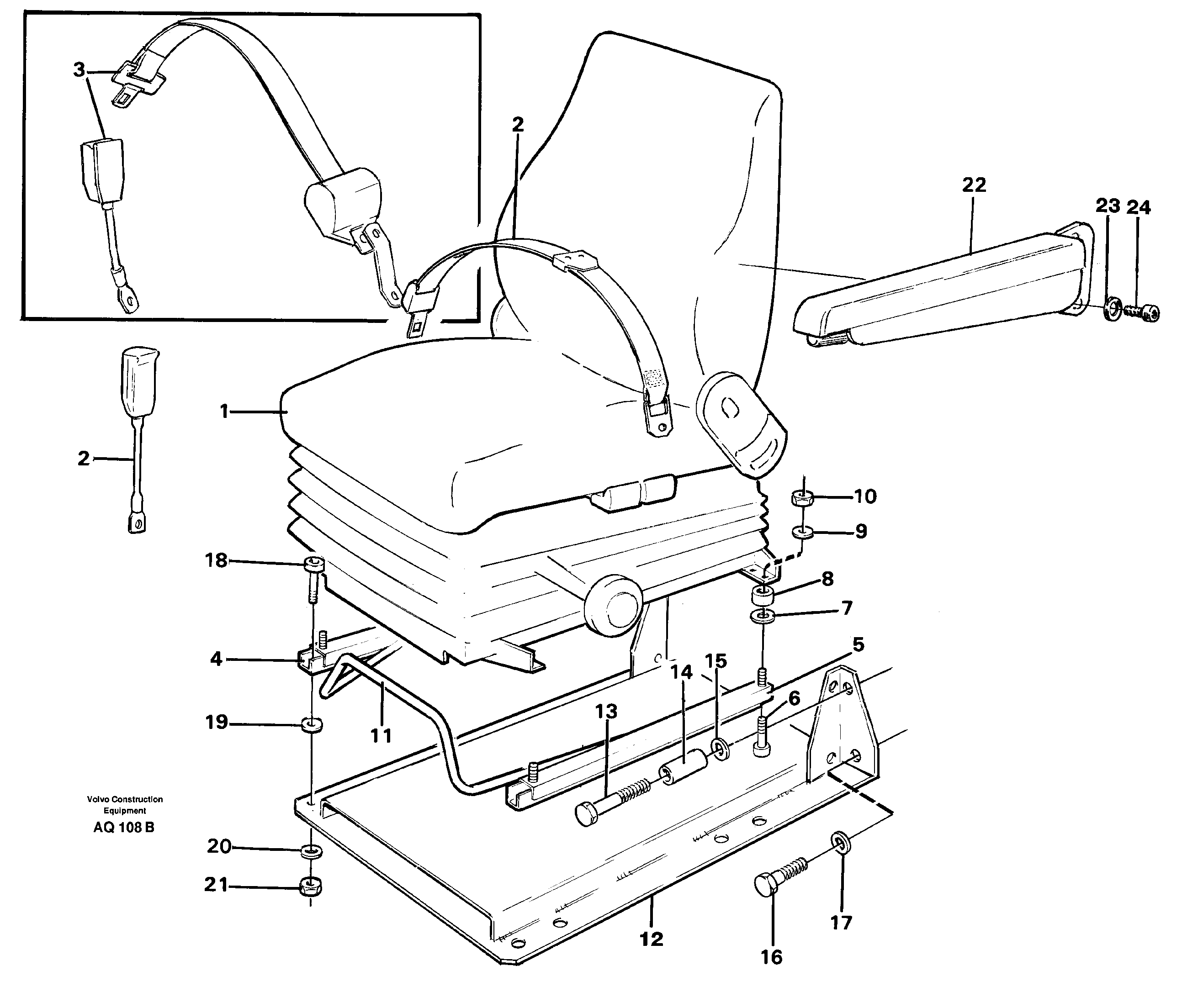 Operator seat with fitting parts — volvo parts diagram