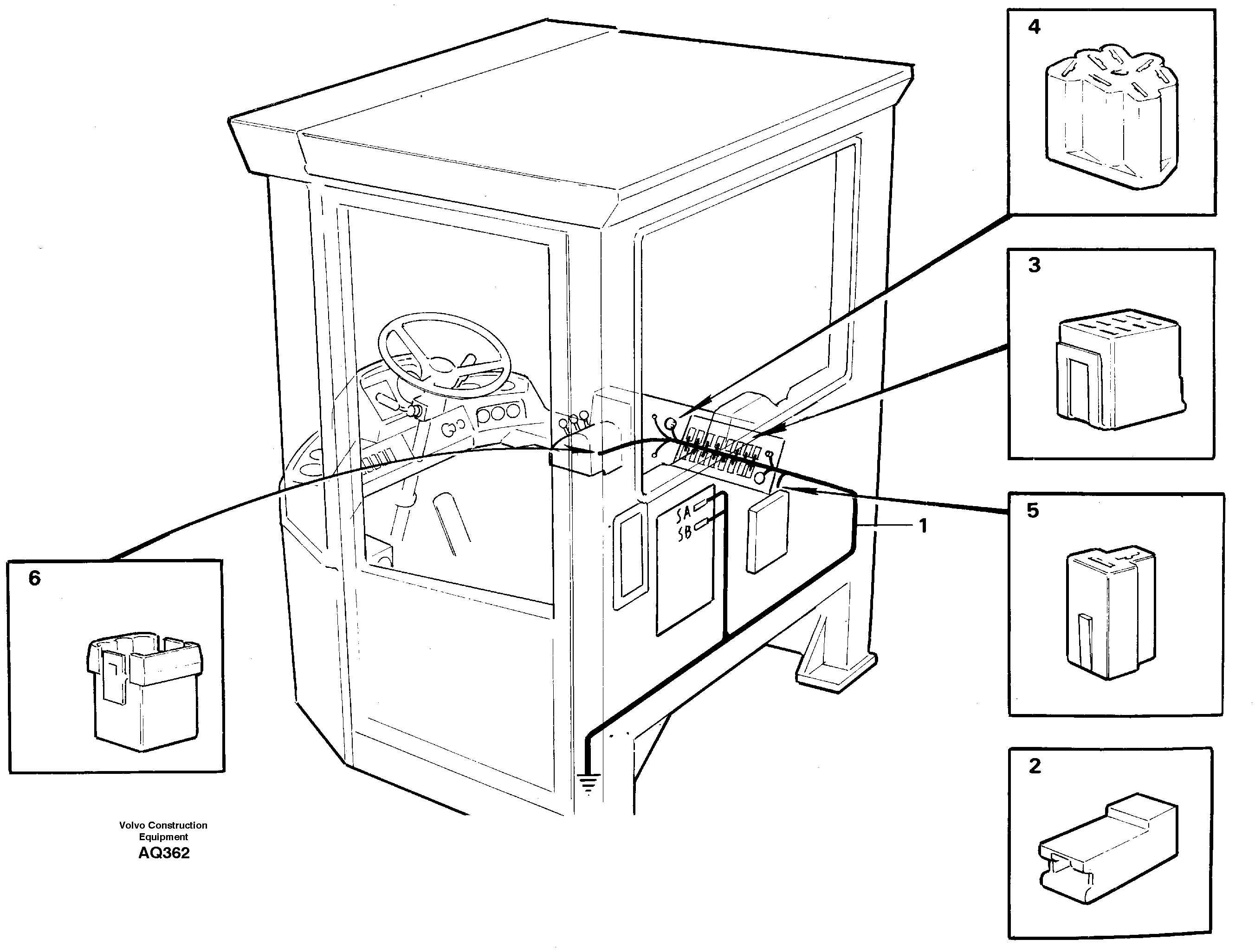 Cable harnesses, cab  STD, 93505 — volvo parts diagram