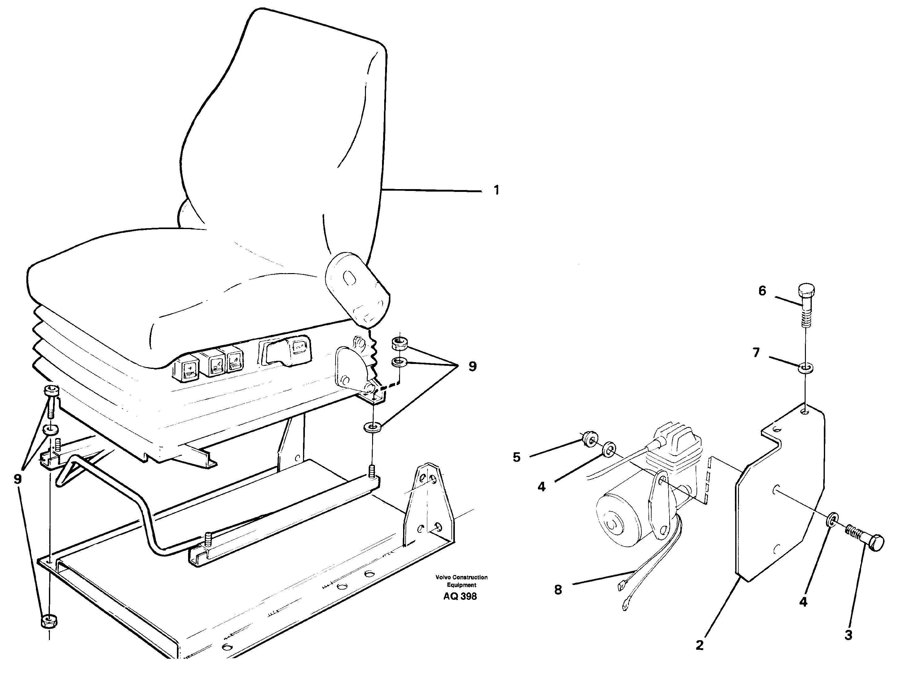 Driver's seat, air suspensioned Isri  94907 — volvo parts diagram