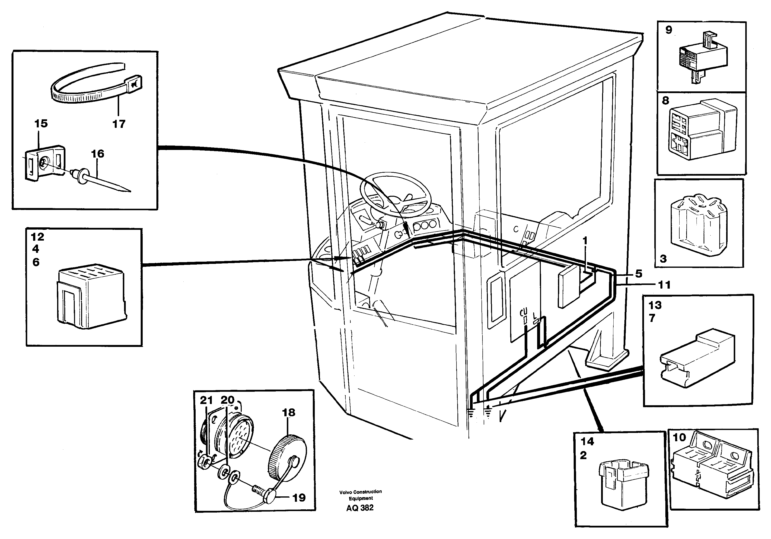 Cable harnesses, cab — volvo parts diagram