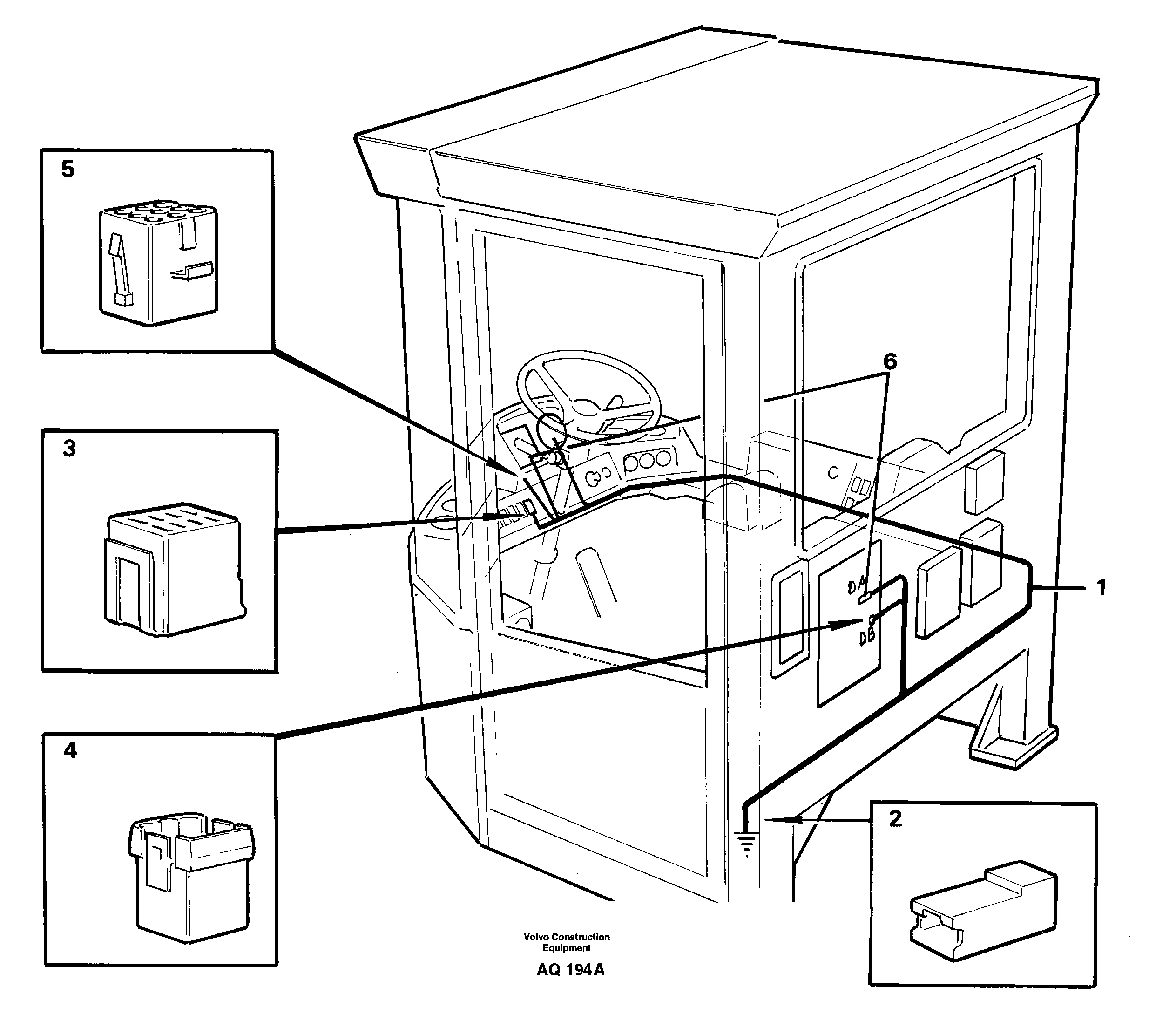 Cable harnesses, cab  STD,93505 — volvo parts diagram