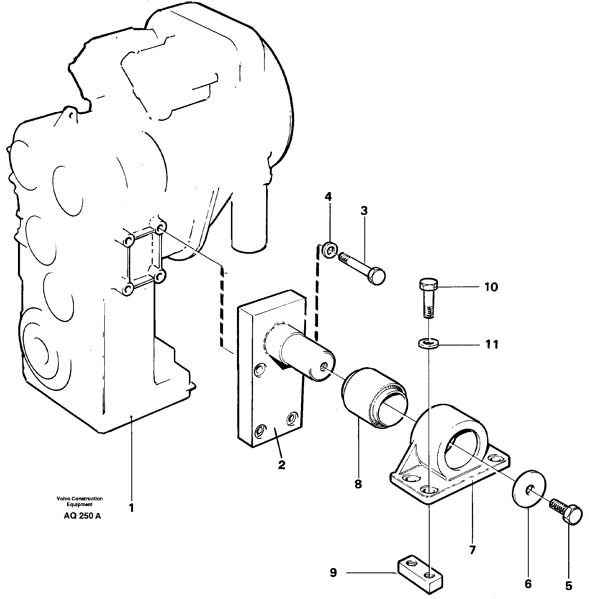 Gear box housing with fitting parts — volvo parts diagram