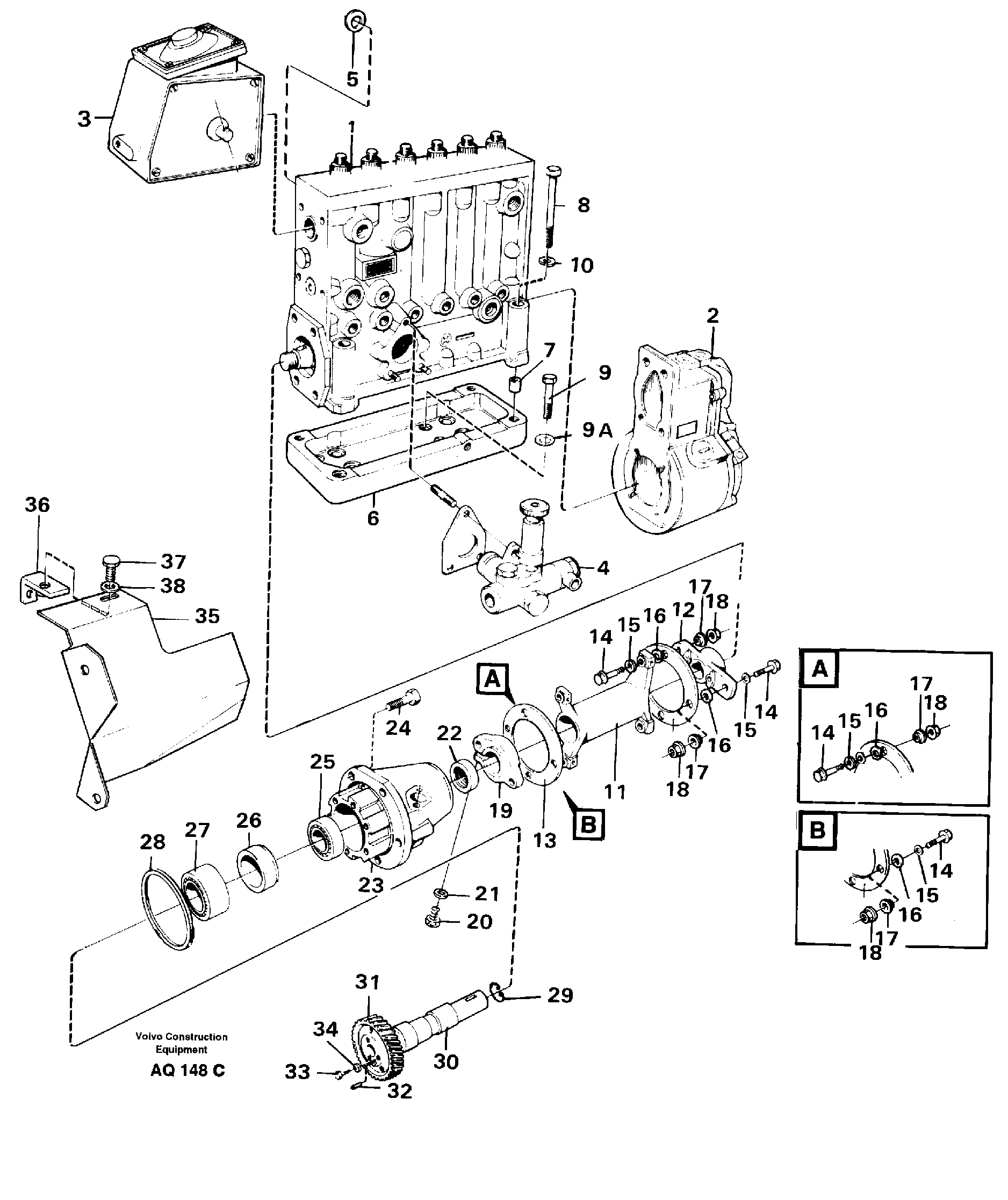 Injection pump with drive — volvo parts diagram