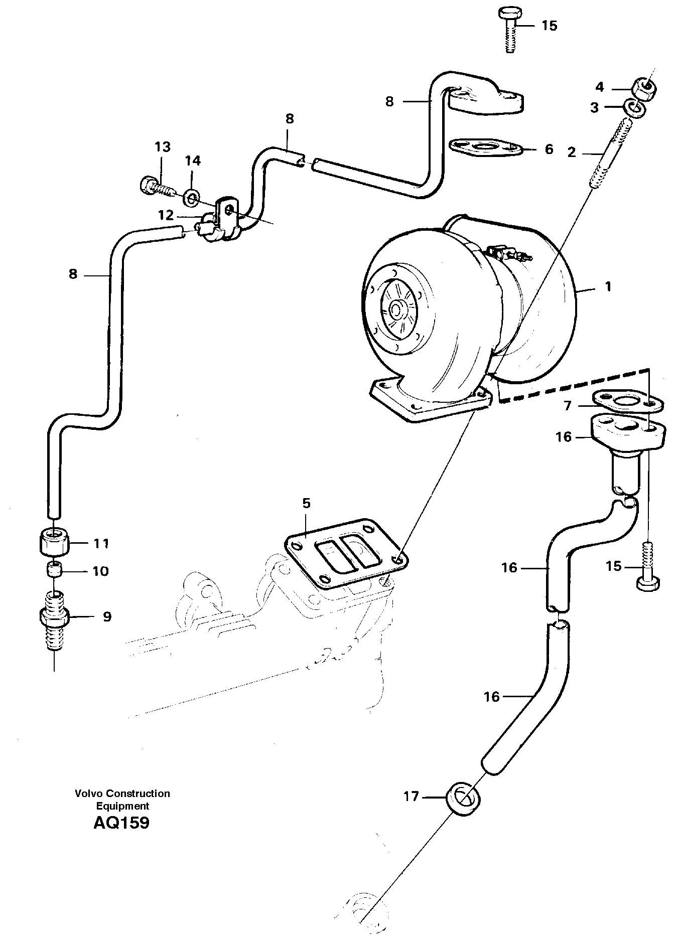 Turbocharger with fitting parts — volvo parts diagram