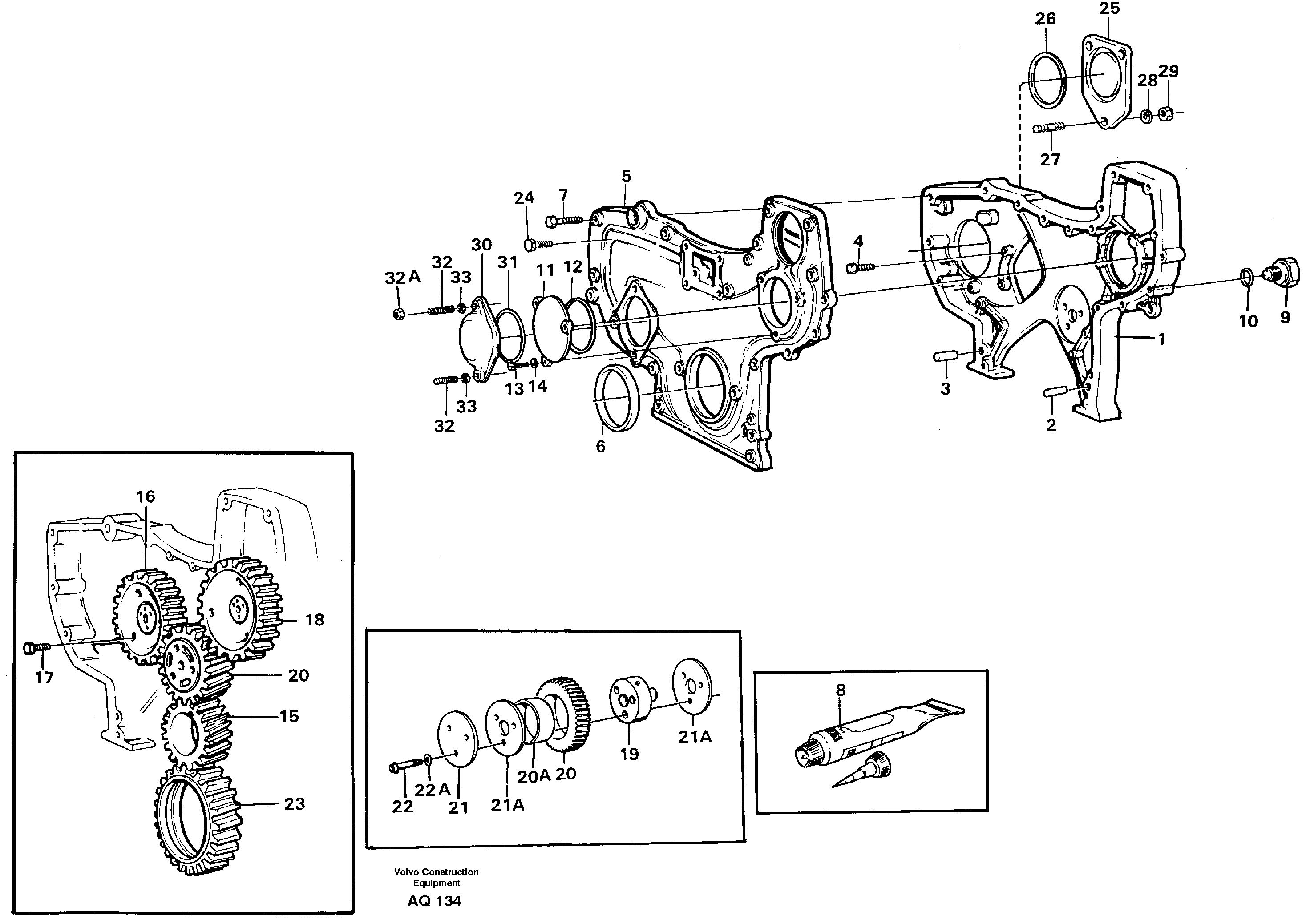 Timing gear casing and gears — volvo parts diagram