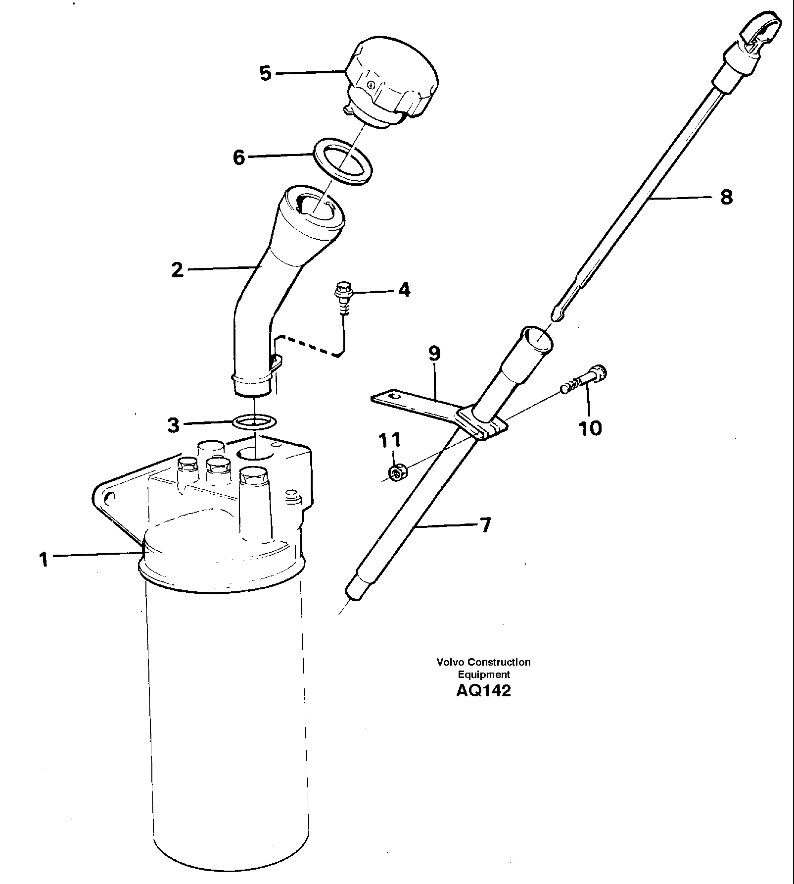 Oil filler and dipstick — volvo parts diagram