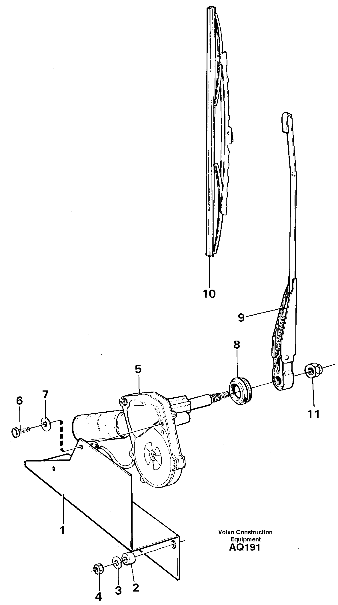 Windshield wiper, rear  STD — volvo parts diagram