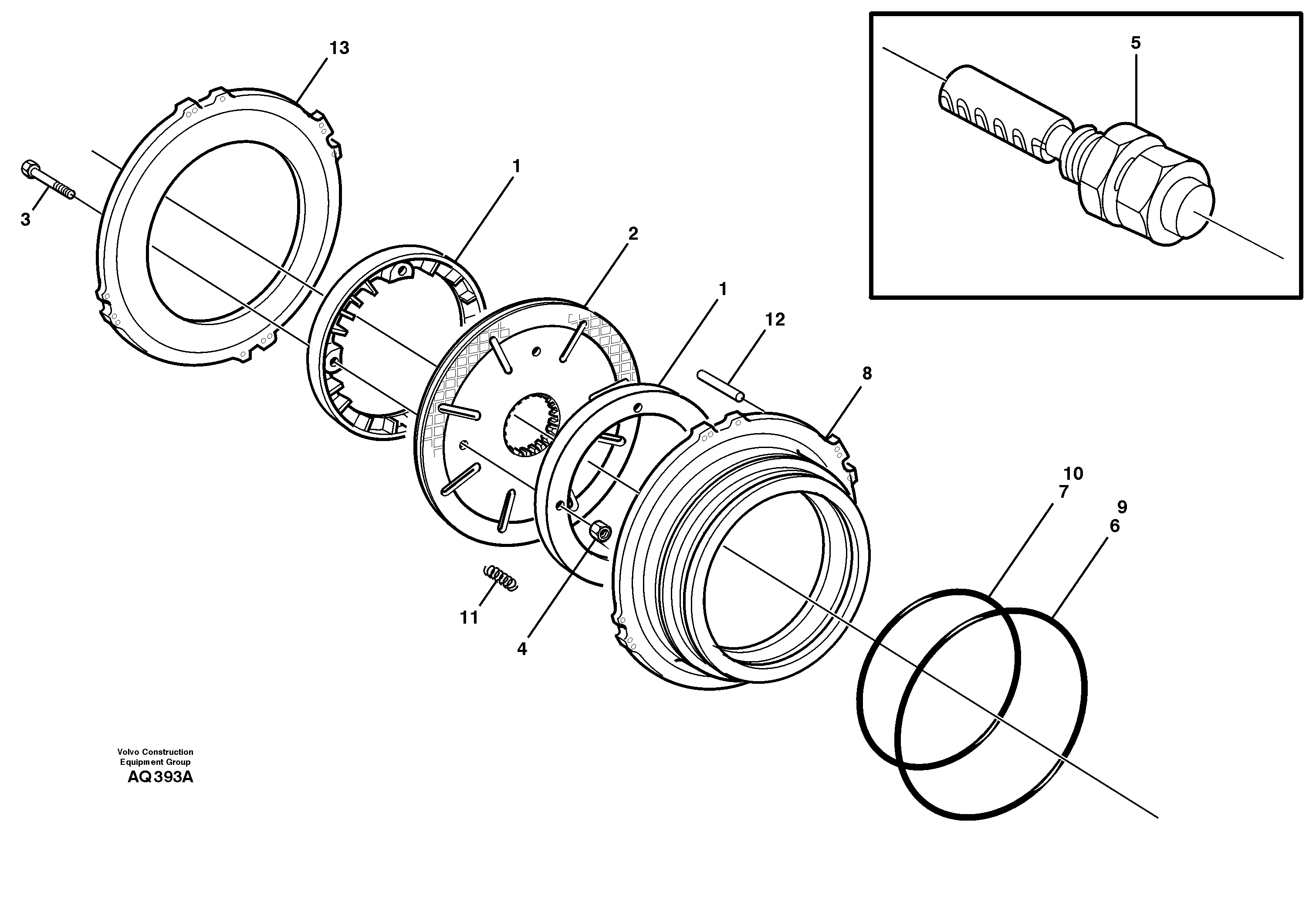Multi-disc brake, front  23846/23861 — volvo parts diagram